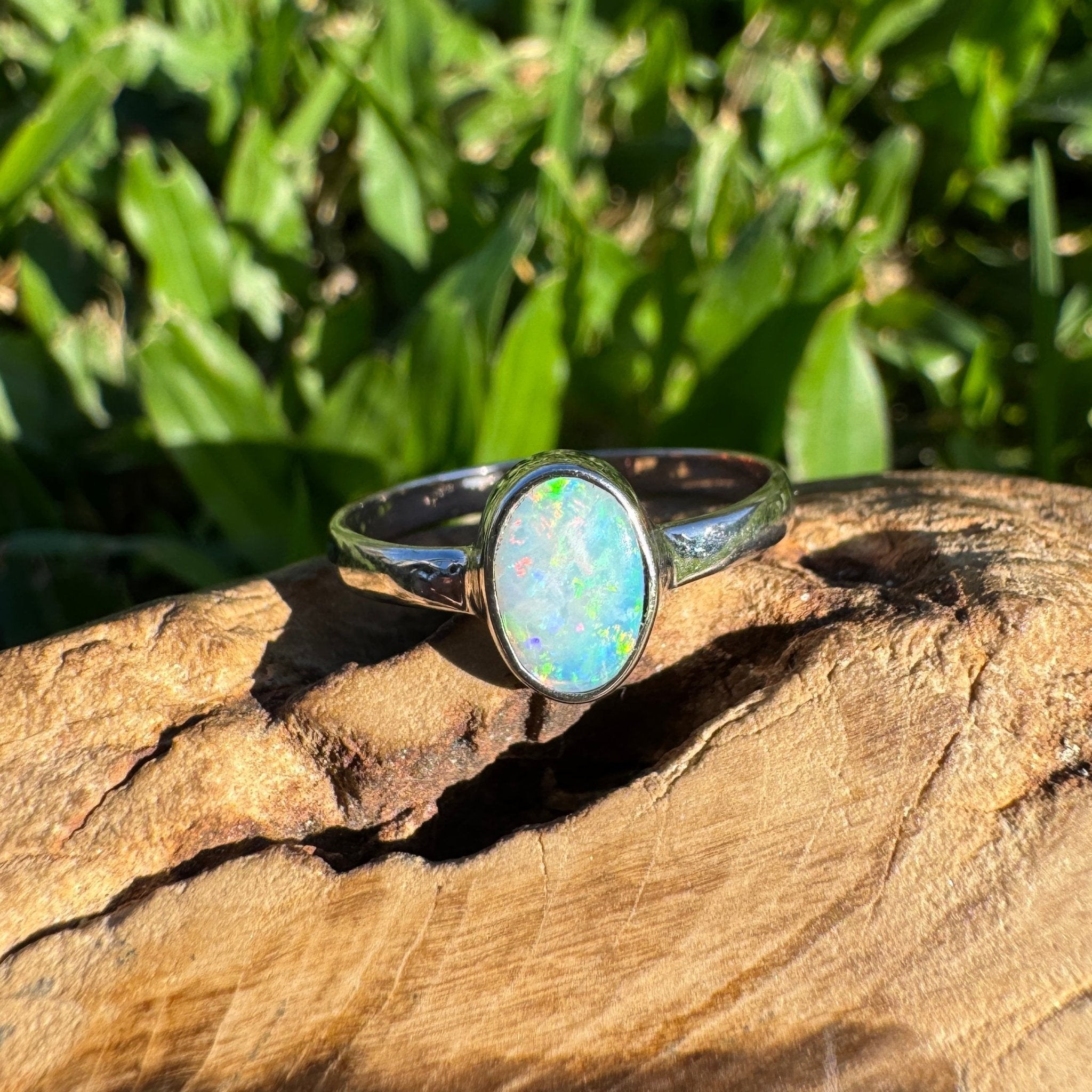 0.8ct Lightning Ridge Opal Ring ~ 'Montague Current' | 925 Sterling Silver | Solid Australian Opal