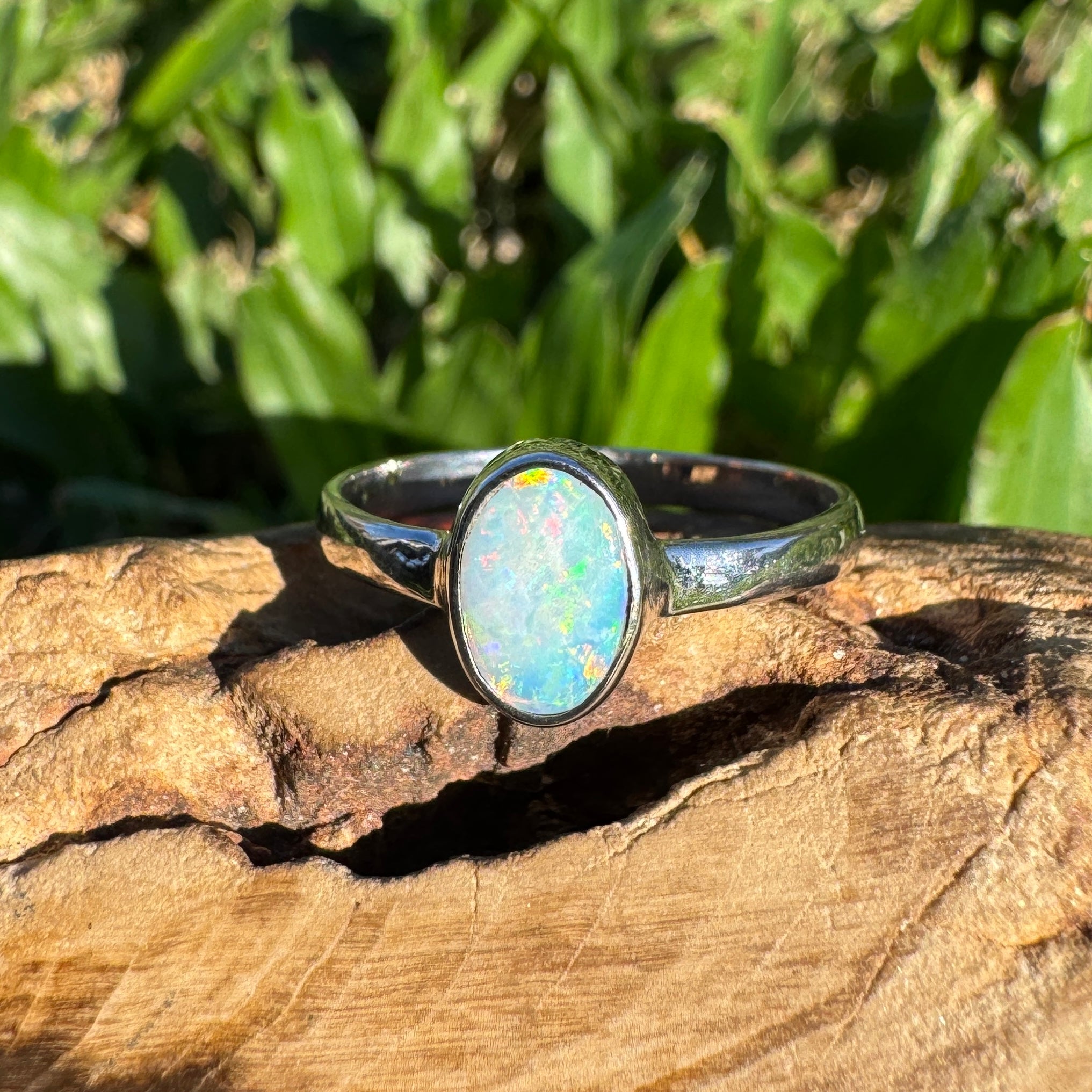 0.8ct Lightning Ridge Opal Ring ~ 'Montague Current' | 925 Sterling Silver | Solid Australian Opal