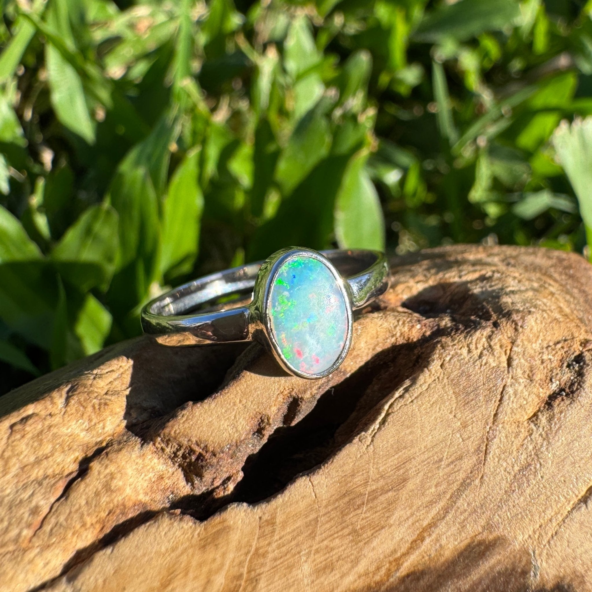 0.8ct Lightning Ridge Opal Ring ~ 'Montague Current' | 925 Sterling Silver | Solid Australian Opal