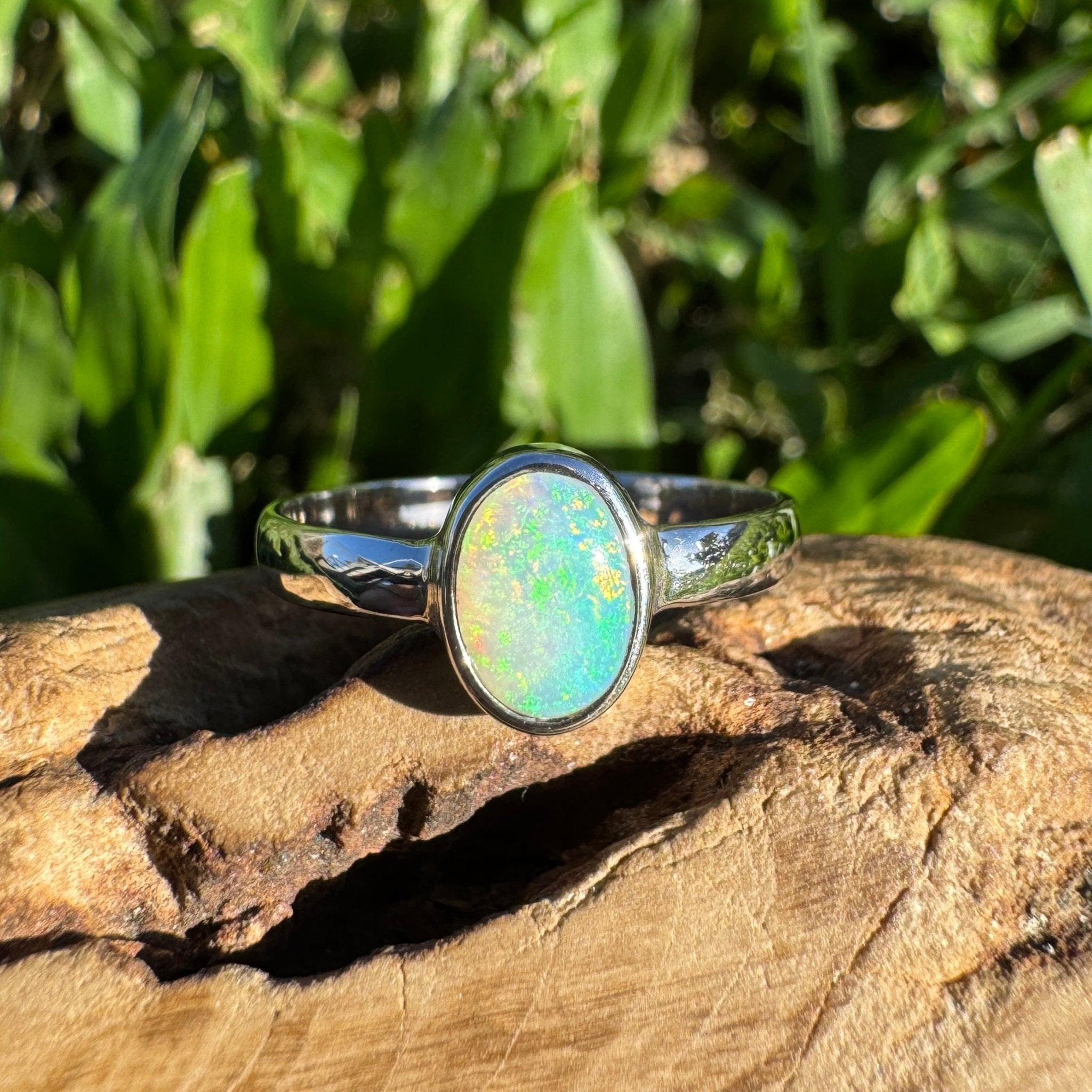 0.8ct Lightning Ridge Opal Ring ~ 'Mungo Moonrise' | 925 Sterling Silver | Solid Australian Opal