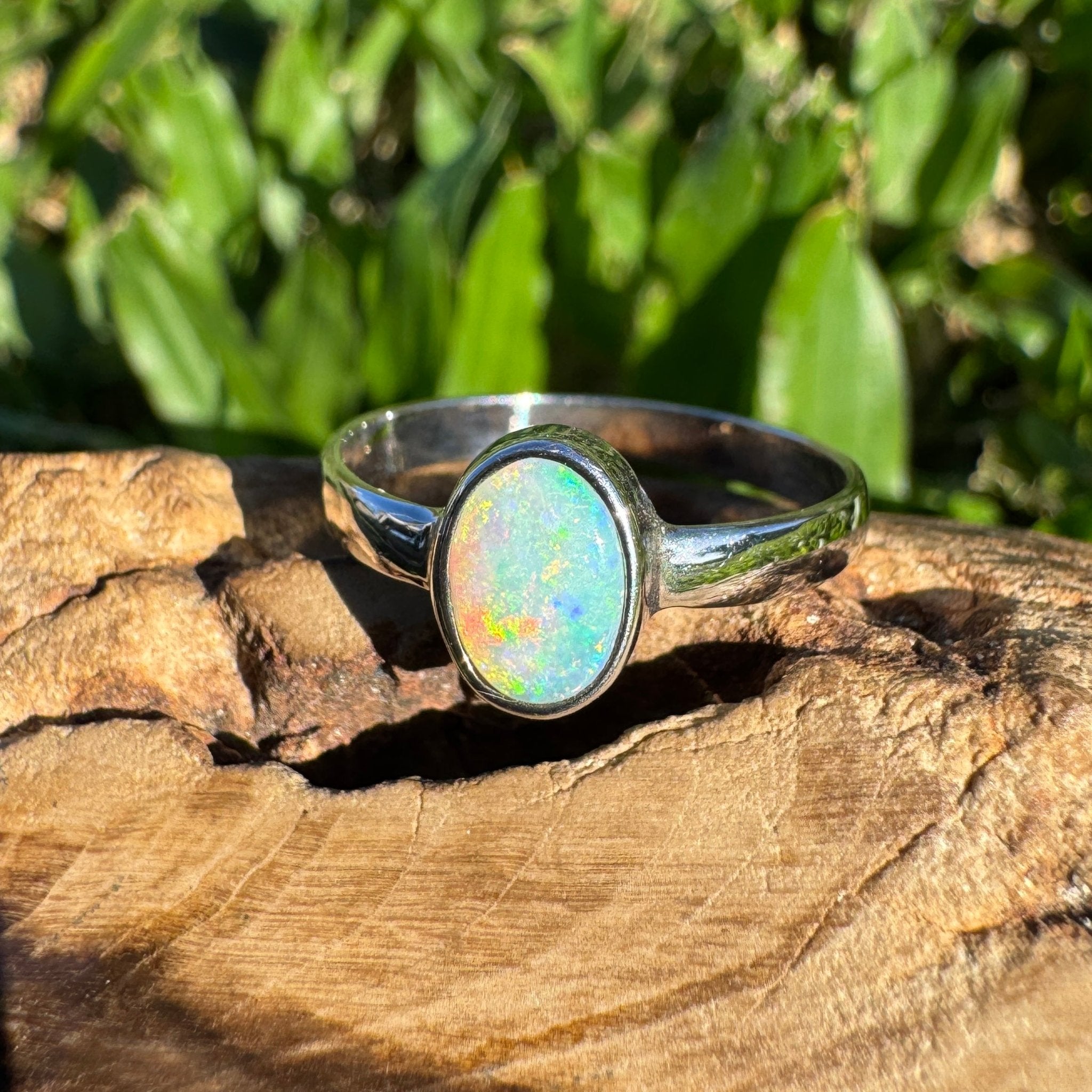 0.8ct Lightning Ridge Opal Ring ~ 'Mungo Moonrise' | 925 Sterling Silver | Solid Australian Opal
