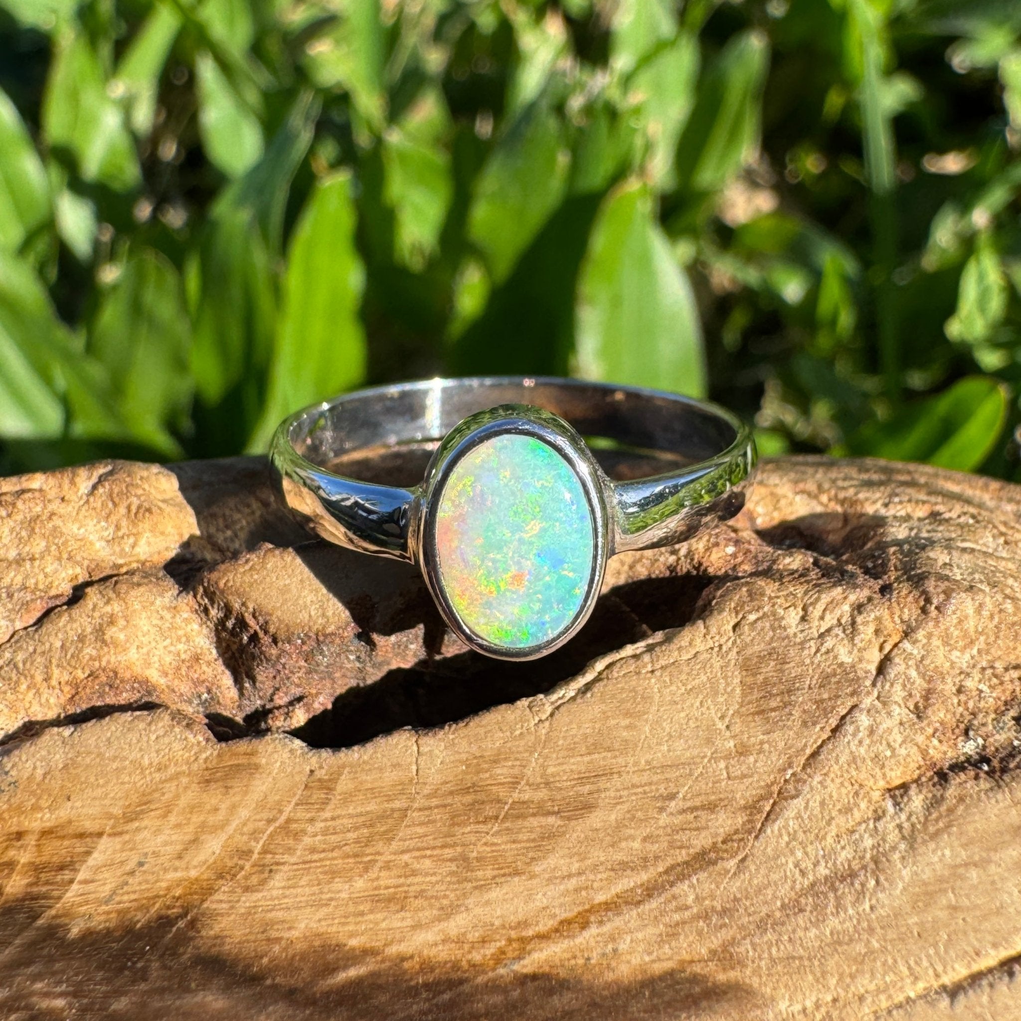 0.8ct Lightning Ridge Opal Ring ~ 'Mungo Moonrise' | 925 Sterling Silver | Solid Australian Opal