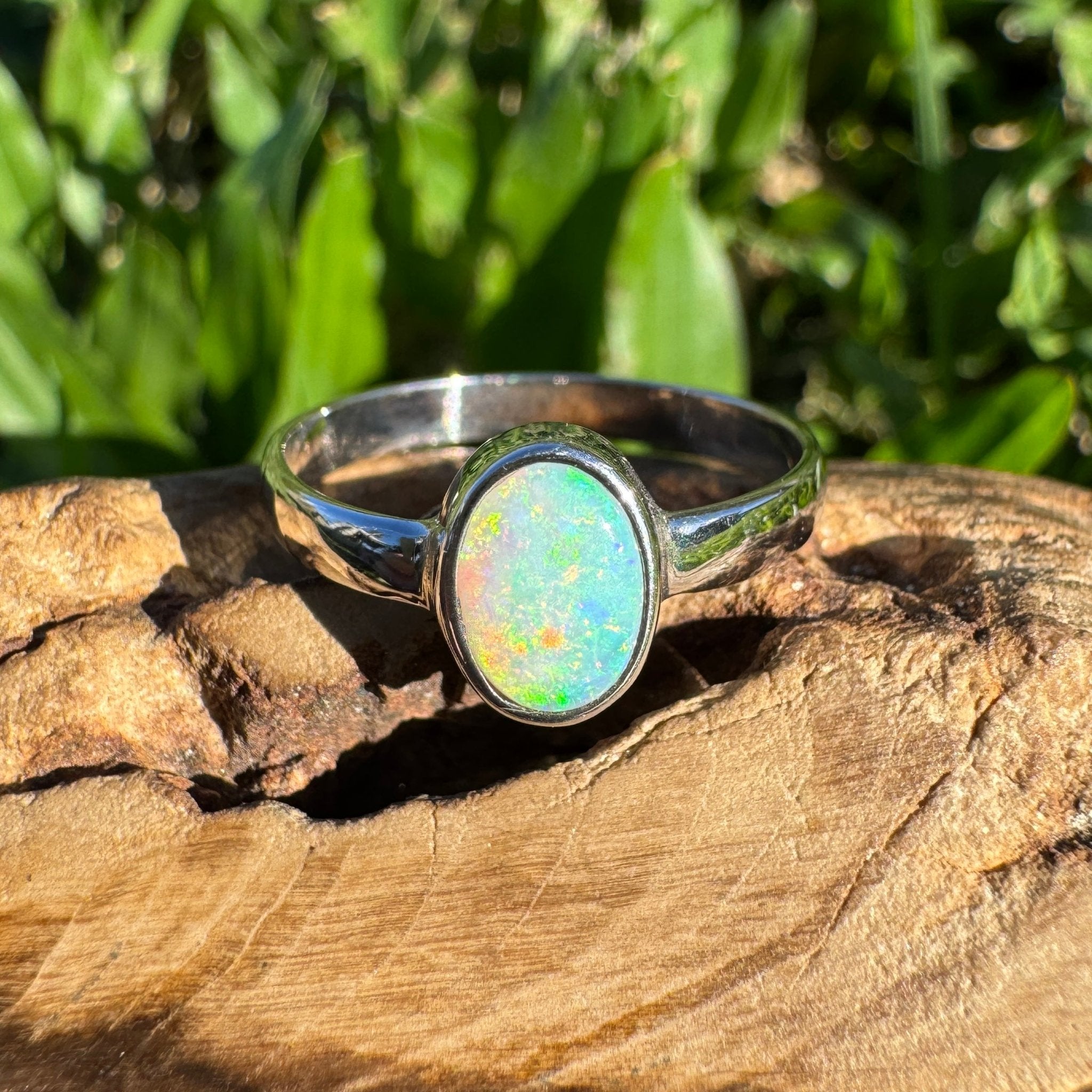 0.8ct Lightning Ridge Opal Ring ~ 'Mungo Moonrise' | 925 Sterling Silver | Solid Australian Opal