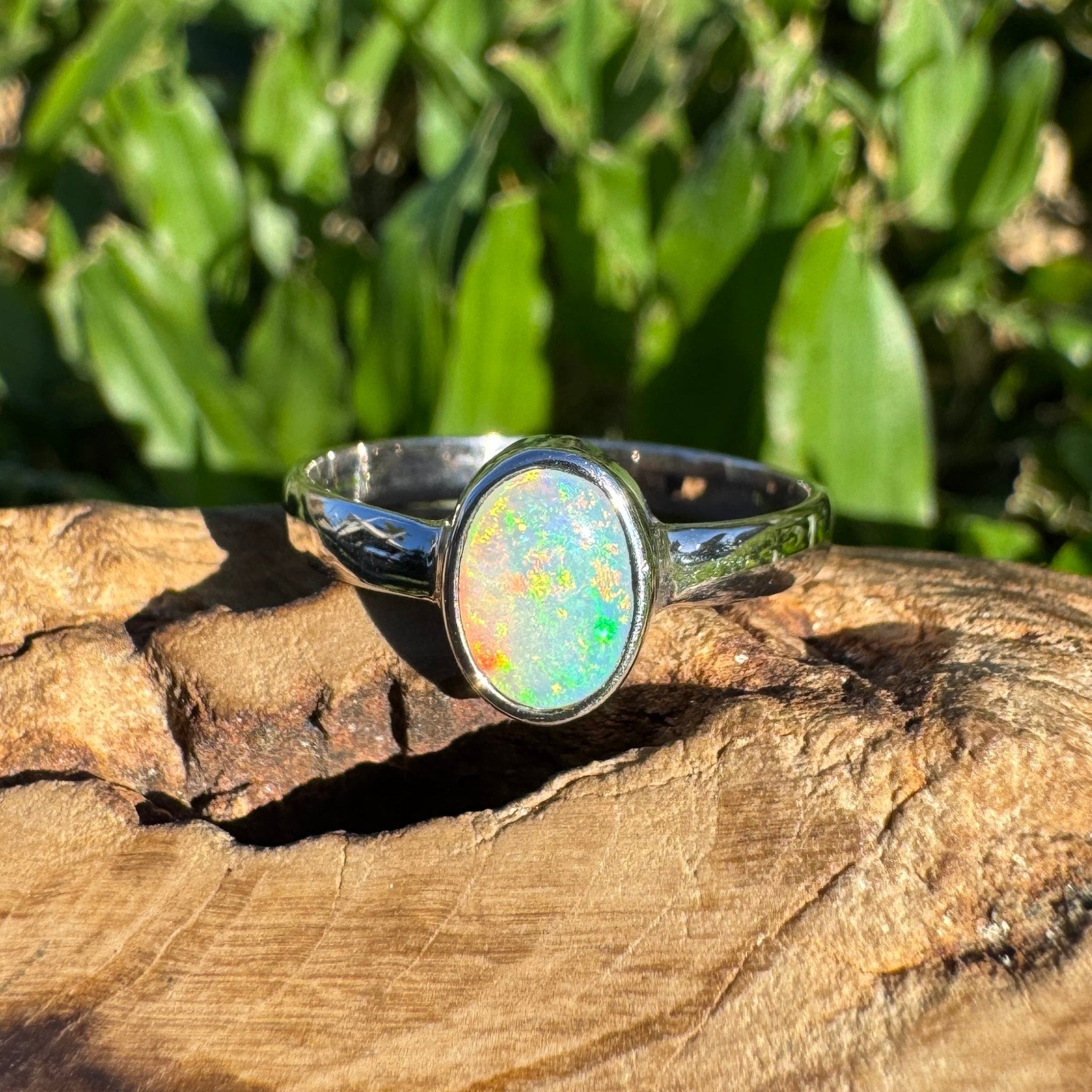 0.8ct Lightning Ridge Opal Ring ~ 'Mungo Moonrise' | 925 Sterling Silver | Solid Australian Opal