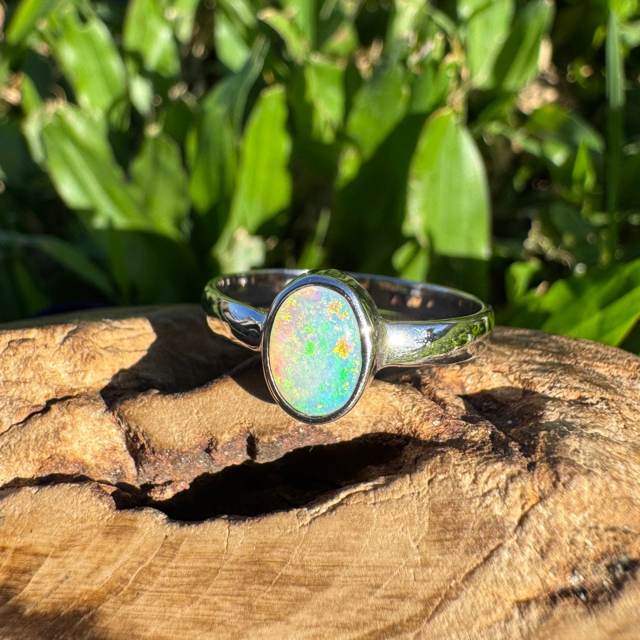 0.8ct Lightning Ridge Opal Ring ~ 'Mungo Moonrise' | 925 Sterling Silver | Solid Australian Opal