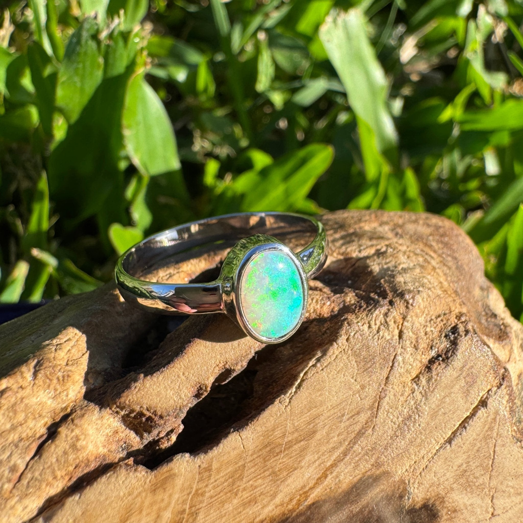 0.8ct Lightning Ridge Opal Ring ~ 'Mungo Moonrise' | 925 Sterling Silver | Solid Australian Opal