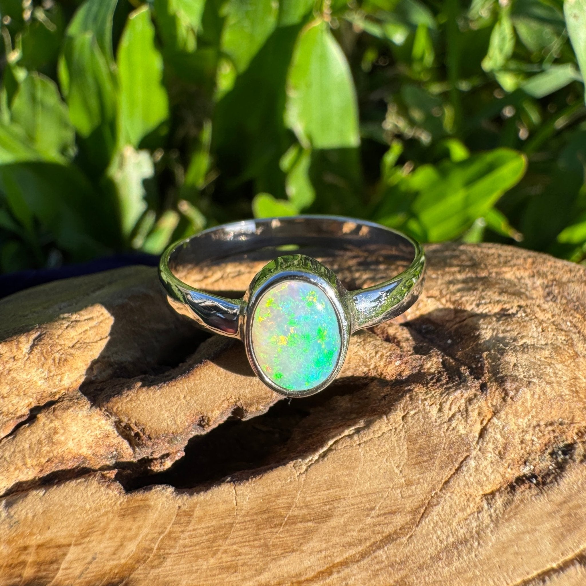 0.8ct Lightning Ridge Opal Ring ~ 'Mungo Moonrise' | 925 Sterling Silver | Solid Australian Opal