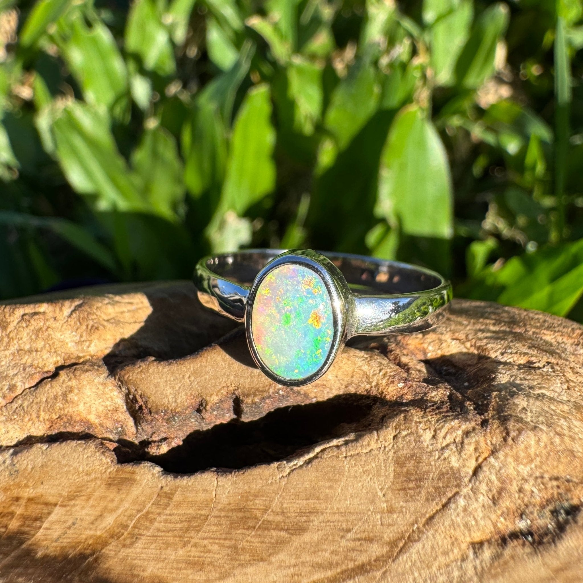 0.8ct Lightning Ridge Opal Ring ~ 'Mungo Moonrise' | 925 Sterling Silver | Solid Australian Opal