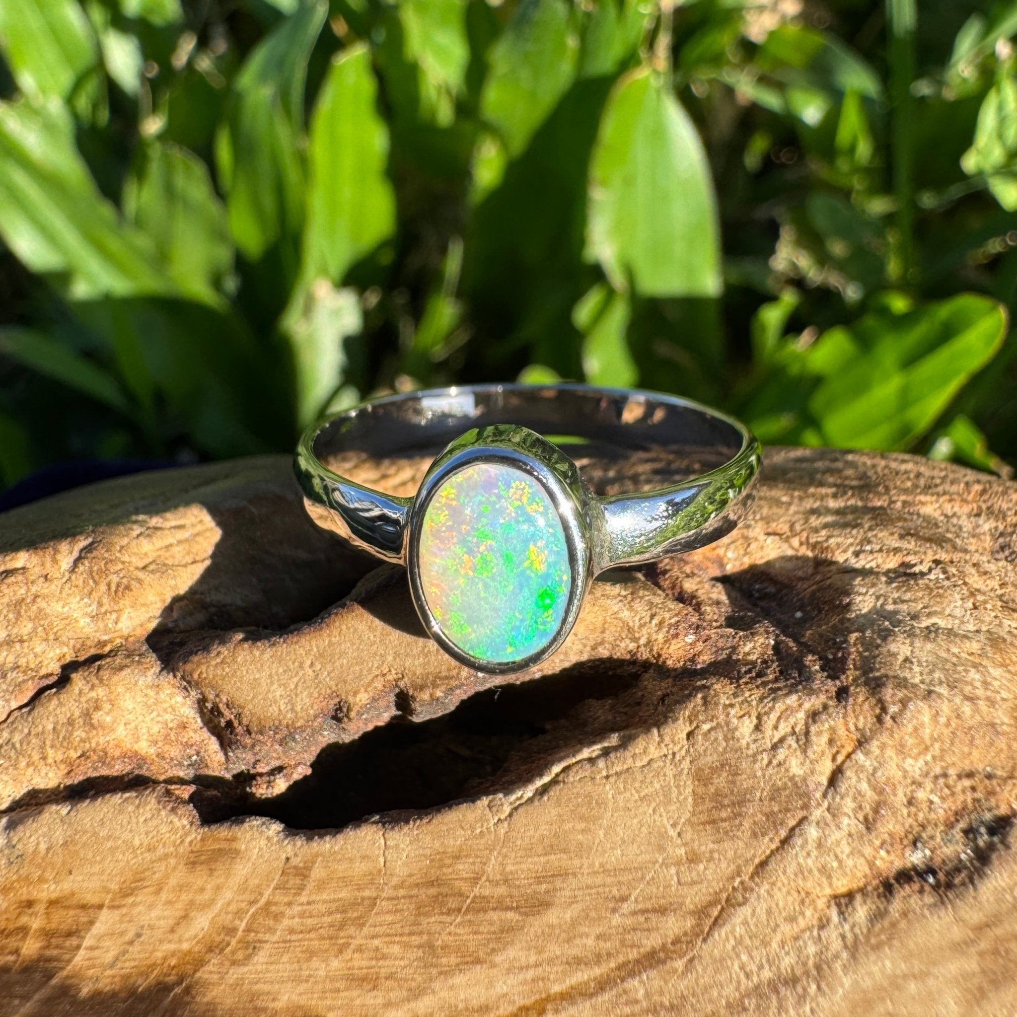 0.8ct Lightning Ridge Opal Ring ~ 'Mungo Moonrise' | 925 Sterling Silver | Solid Australian Opal