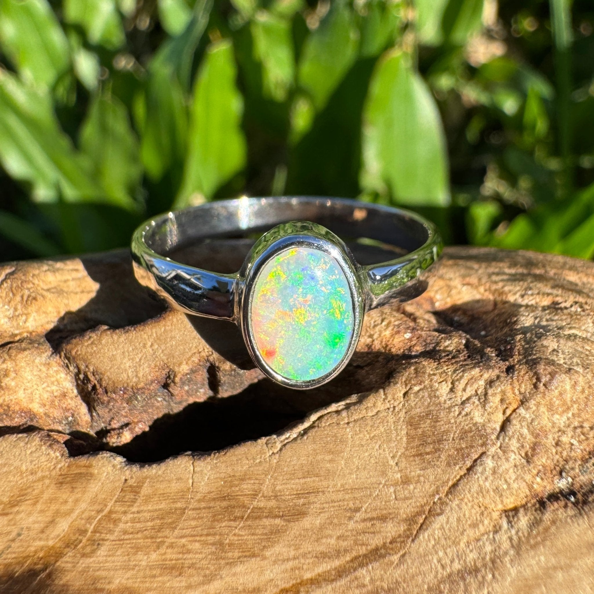 0.8ct Lightning Ridge Opal Ring ~ 'Mungo Moonrise' | 925 Sterling Silver | Solid Australian Opal