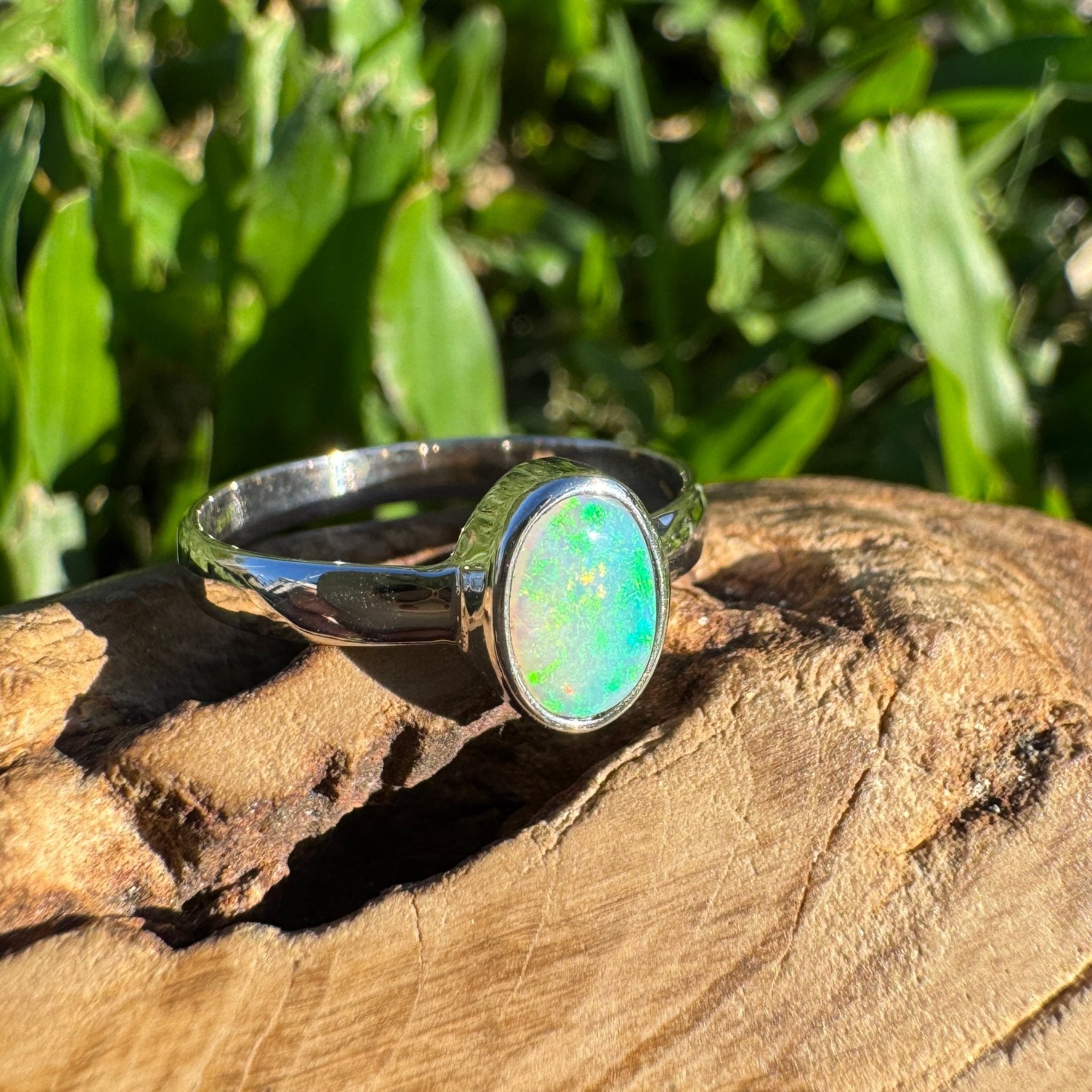 0.8ct Lightning Ridge Opal Ring ~ 'Mungo Moonrise' | 925 Sterling Silver | Solid Australian Opal
