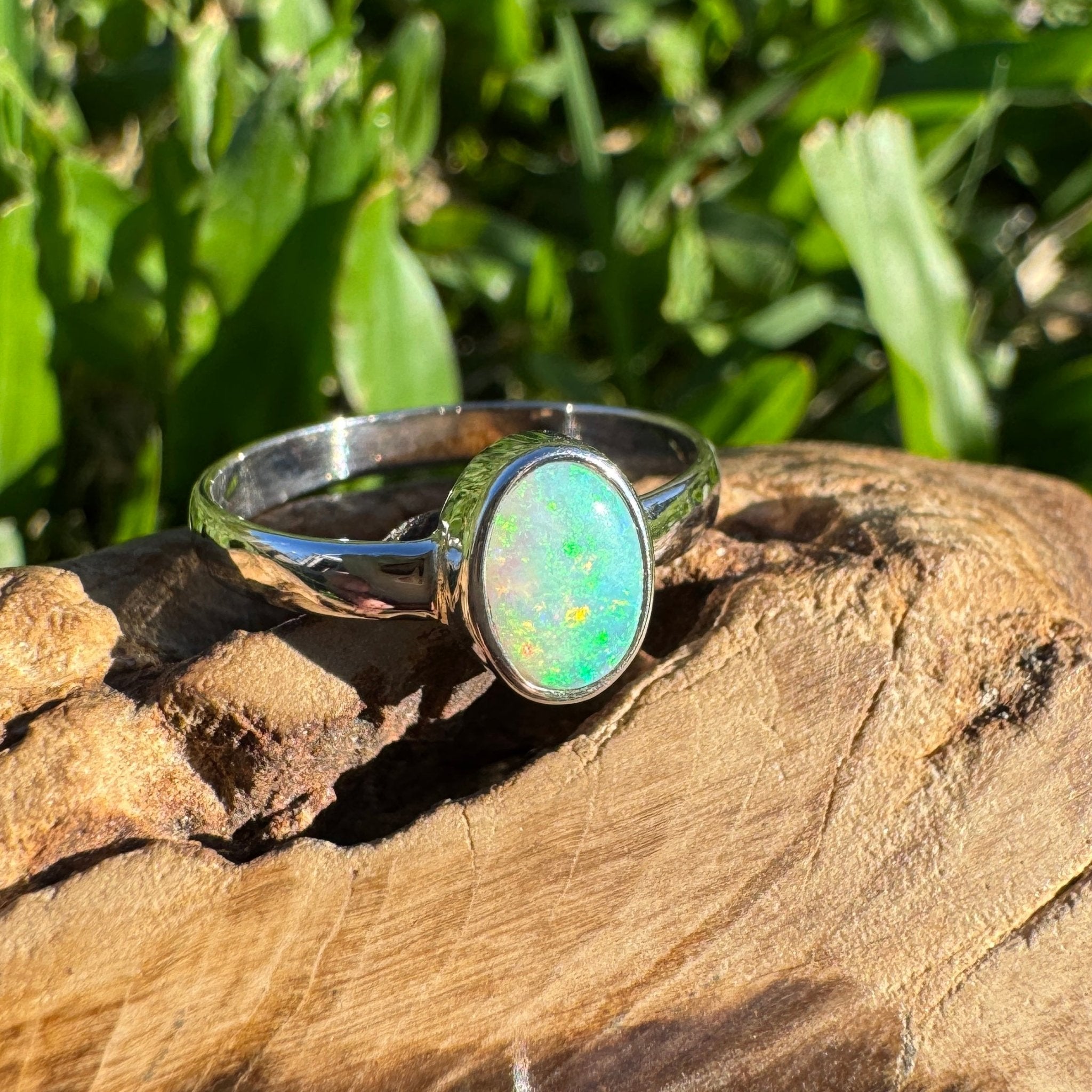 0.8ct Lightning Ridge Opal Ring ~ 'Mungo Moonrise' | 925 Sterling Silver | Solid Australian Opal