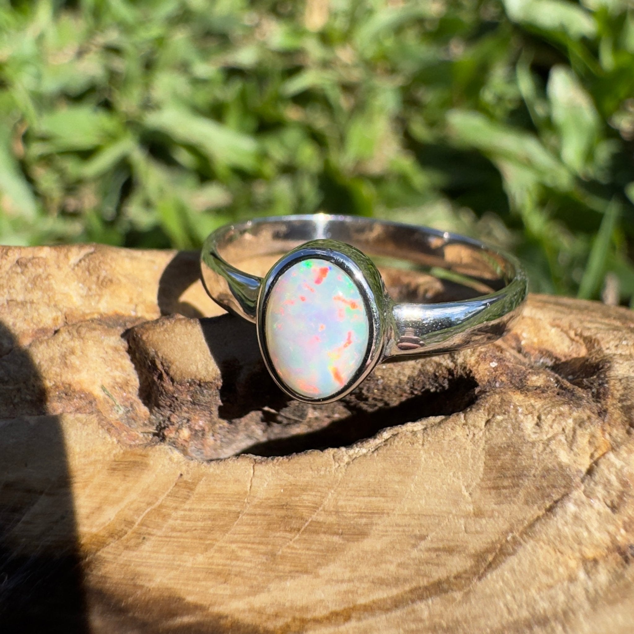 0.8ct Lightning Ridge Opal Ring ~ 'Southern Cross Shimmer' | 925 Sterling Silver | Solid Australian Opal