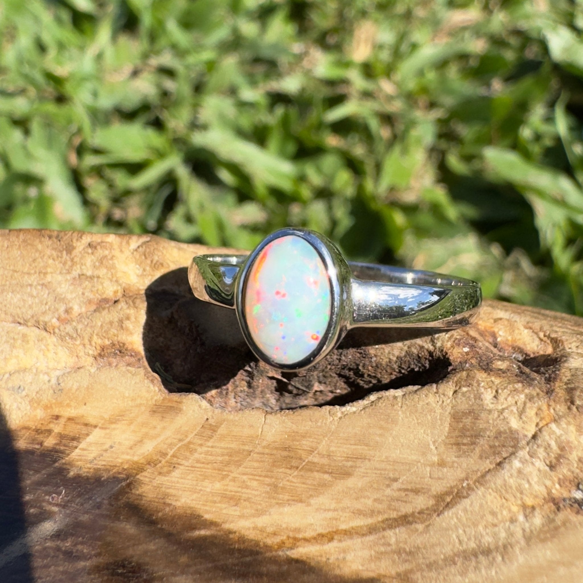 0.8ct Lightning Ridge Opal Ring ~ 'Southern Cross Shimmer' | 925 Sterling Silver | Solid Australian Opal