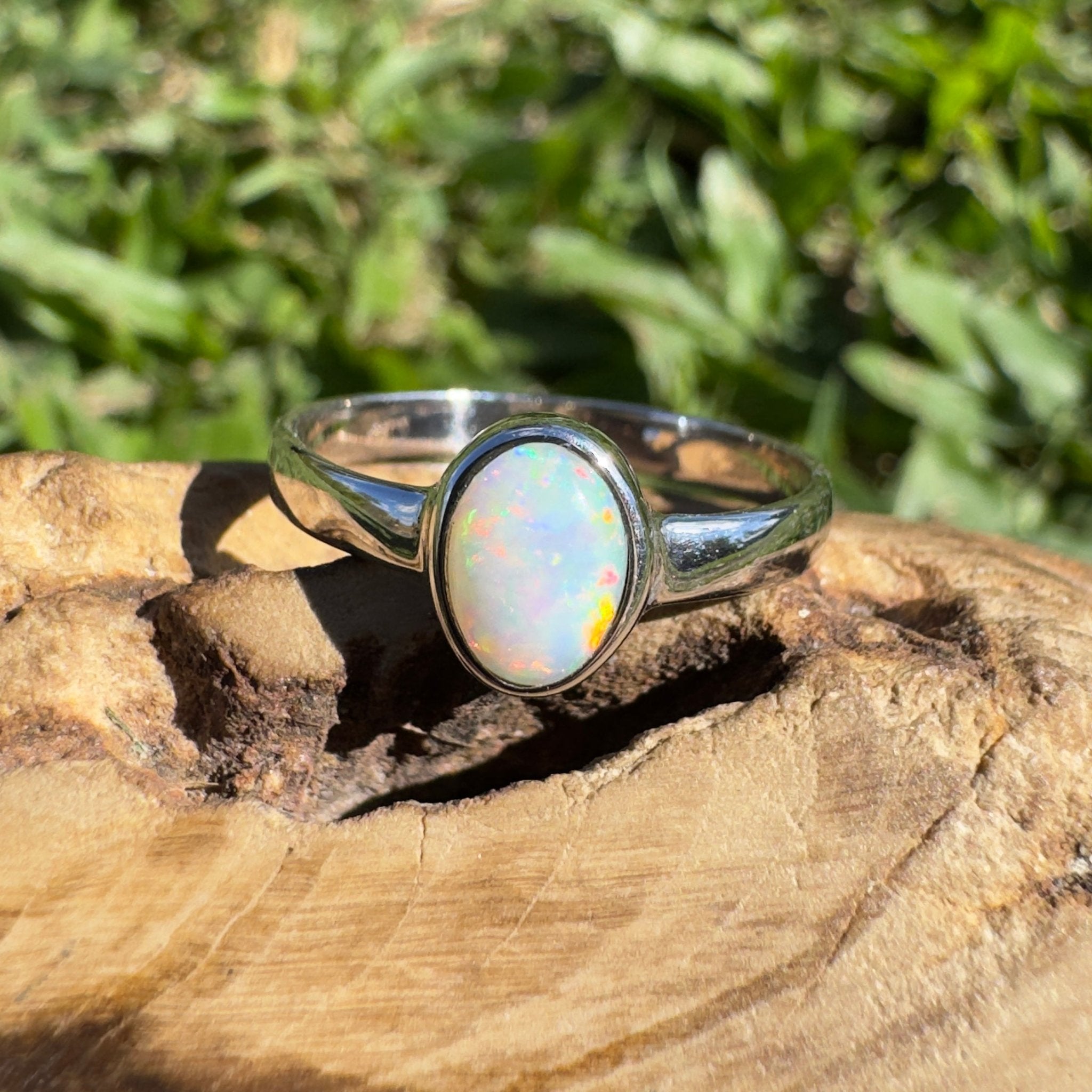 0.8ct Lightning Ridge Opal Ring ~ 'Southern Cross Shimmer' | 925 Sterling Silver | Solid Australian Opal
