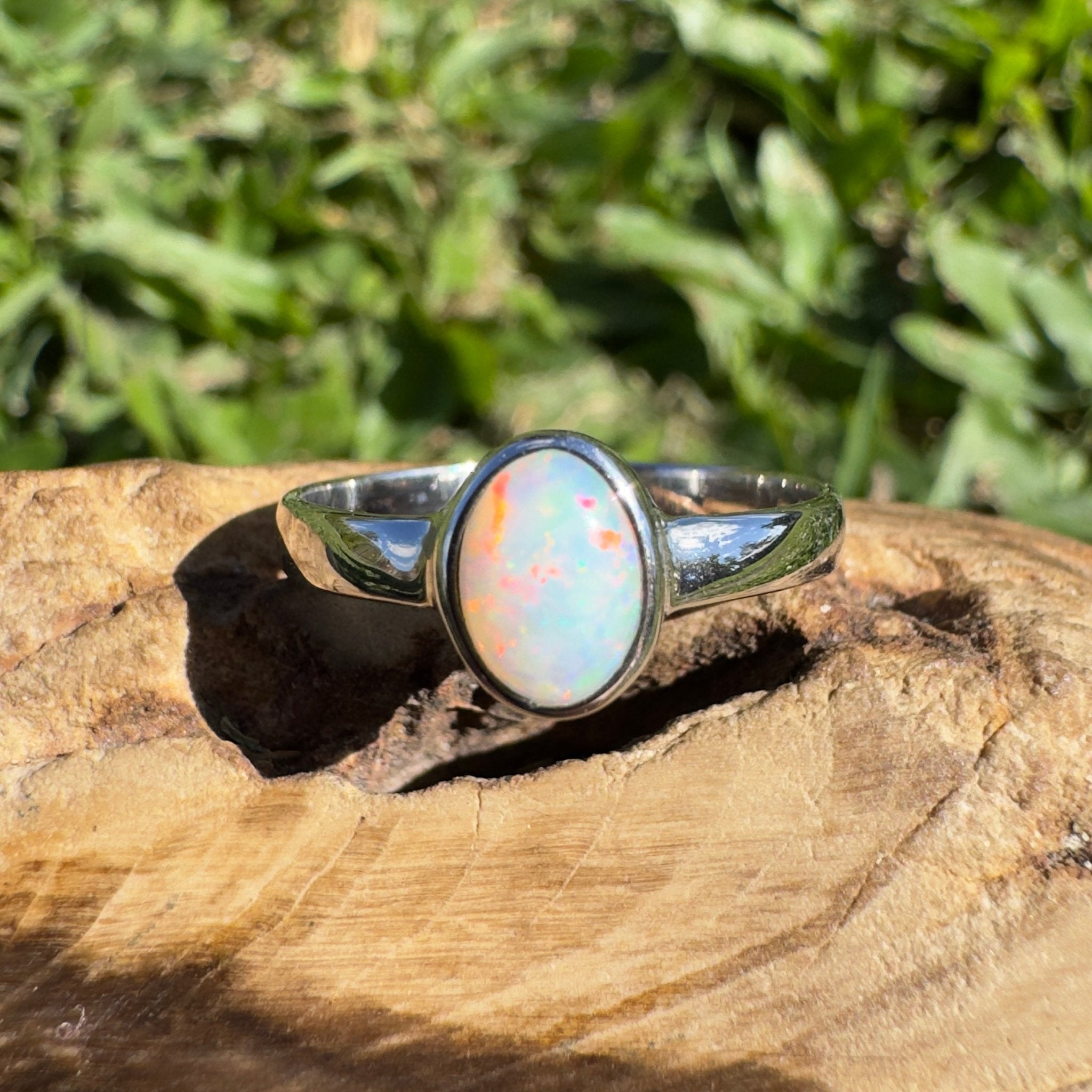 0.8ct Lightning Ridge Opal Ring ~ 'Southern Cross Shimmer' | 925 Sterling Silver | Solid Australian Opal