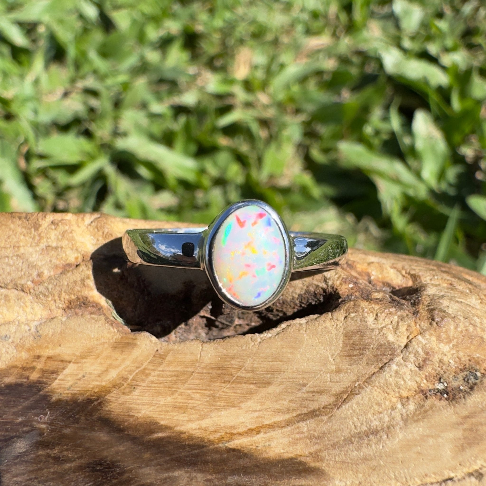 0.8ct Lightning Ridge Opal Ring ~ 'Southern Cross Shimmer' | 925 Sterling Silver | Solid Australian Opal
