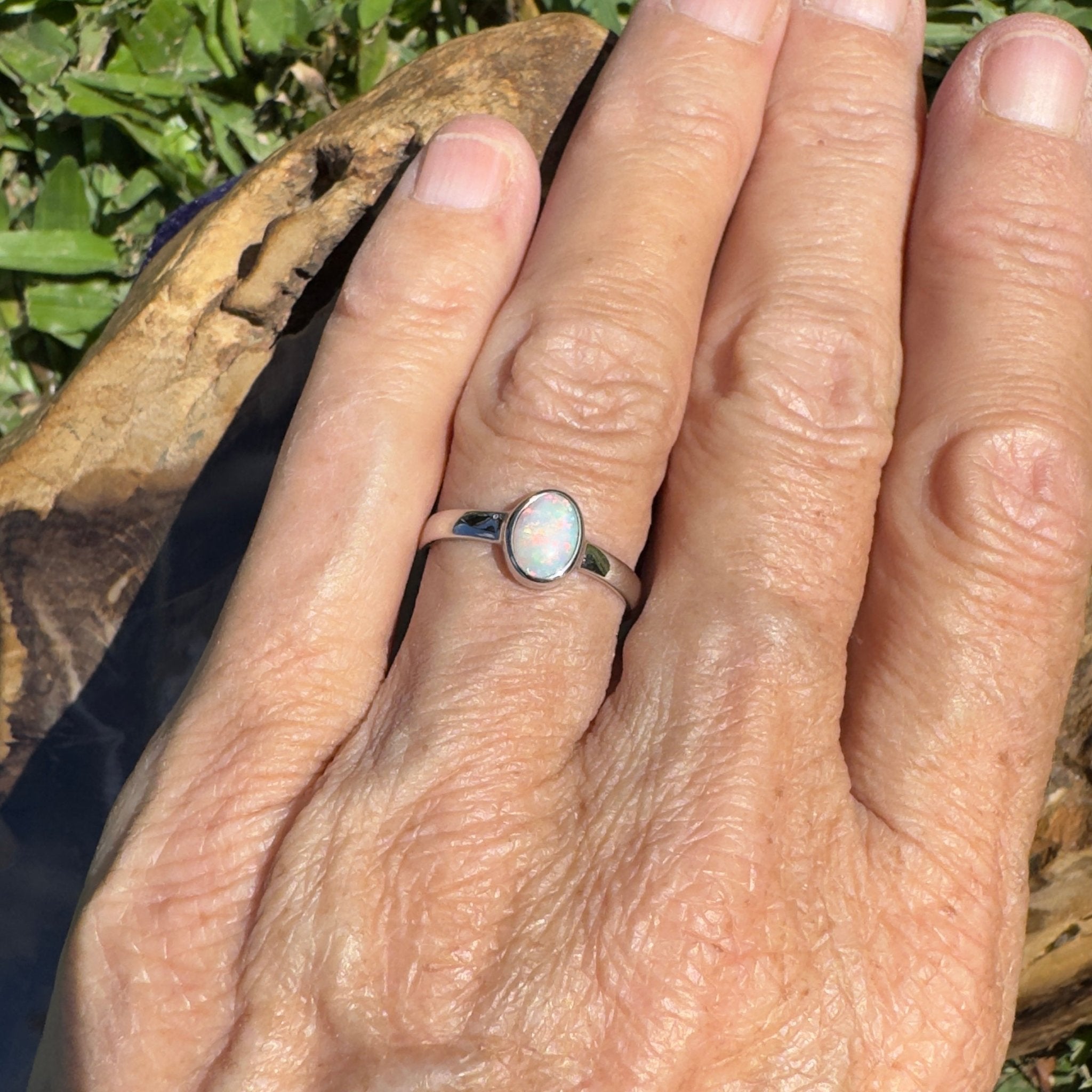 0.8ct Lightning Ridge Opal Ring ~ 'Southern Cross Shimmer' | 925 Sterling Silver | Solid Australian Opal
