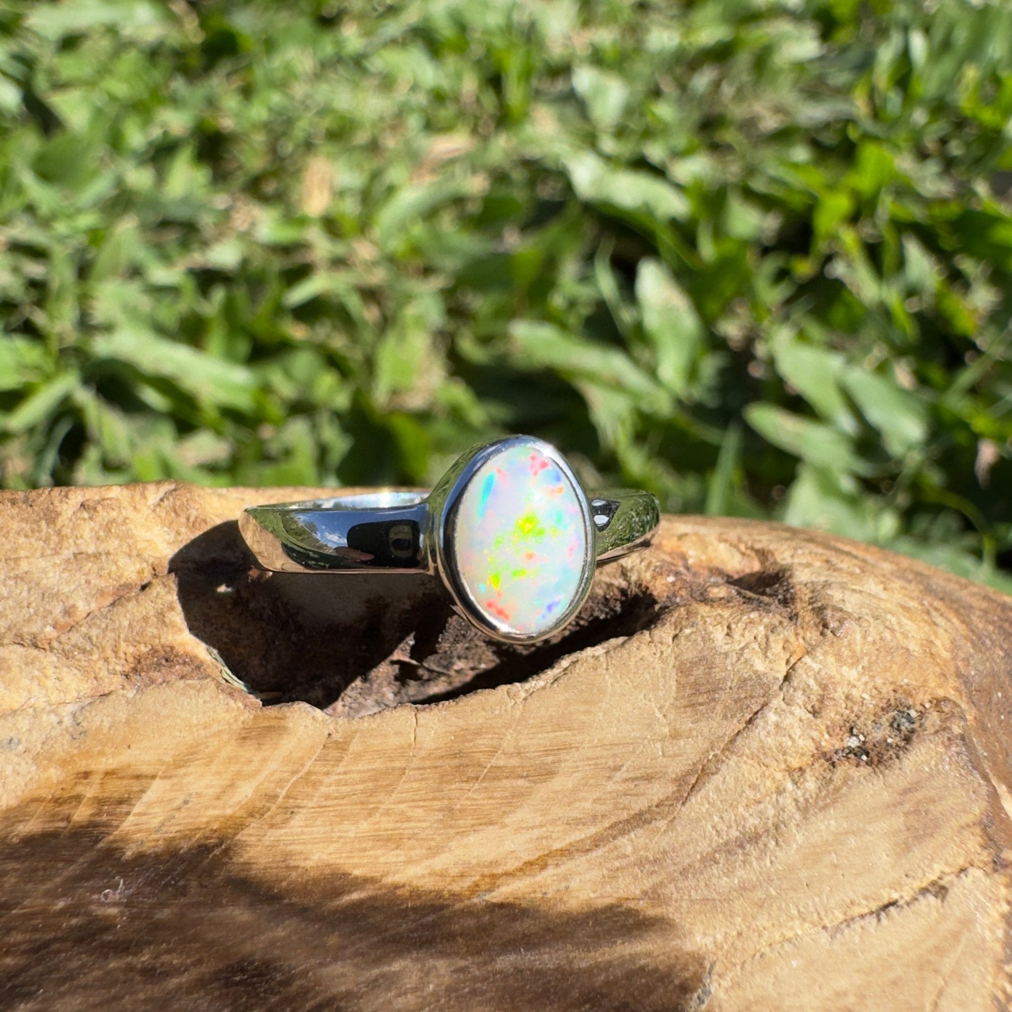 0.8ct Lightning Ridge Opal Ring ~ 'Southern Cross Shimmer' | 925 Sterling Silver | Solid Australian Opal