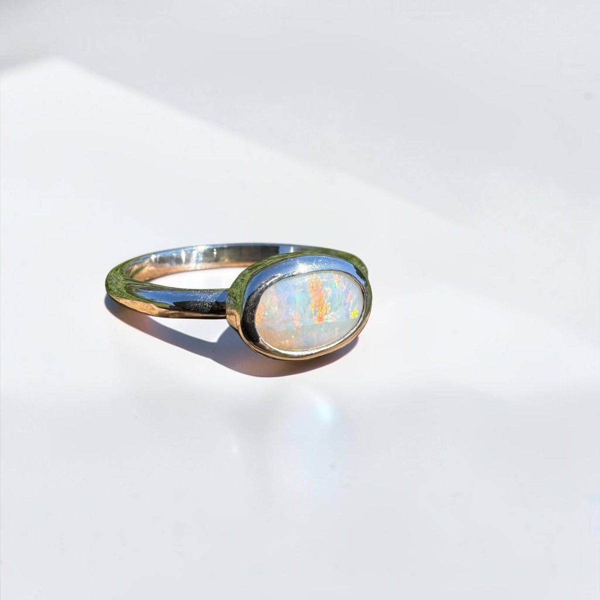 0.8ct Mintabie Opal Ring ~ 'Beltana Firetide' | 925 Sterling Silver | Solid Australian Opal