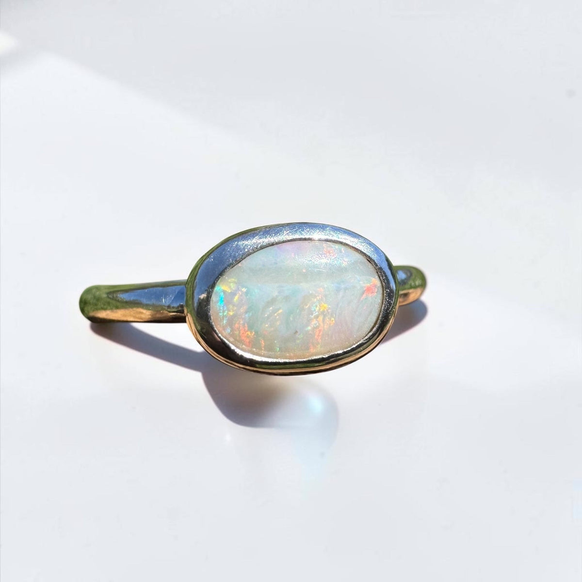 0.8ct Mintabie Opal Ring ~ 'Beltana Firetide' | 925 Sterling Silver | Solid Australian Opal