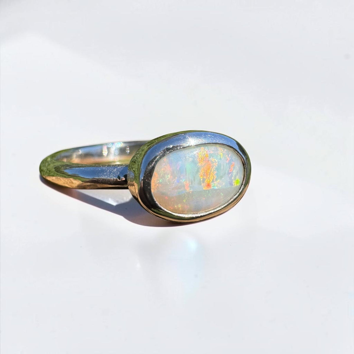 0.8ct Mintabie Opal Ring ~ 'Beltana Firetide' | 925 Sterling Silver | Solid Australian Opal