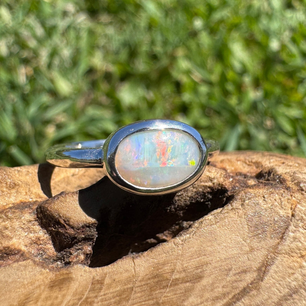 0.8ct Mintabie Opal Ring ~ 'Beltana Firetide' | 925 Sterling Silver | Solid Australian Opal