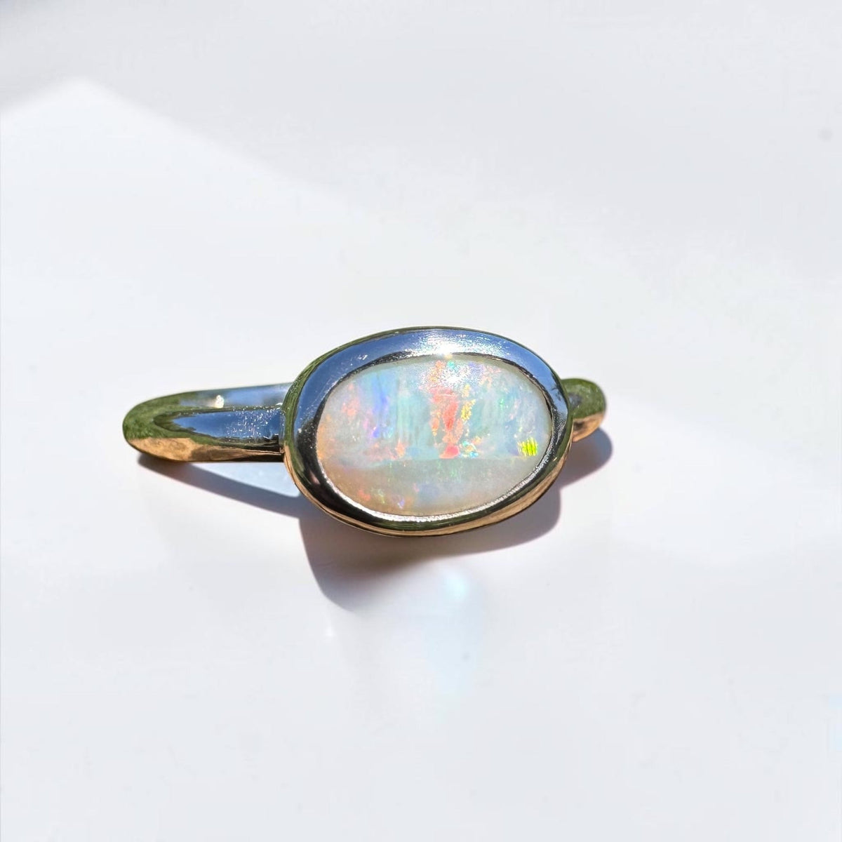 0.8ct Mintabie Opal Ring ~ 'Beltana Firetide' | 925 Sterling Silver | Solid Australian Opal