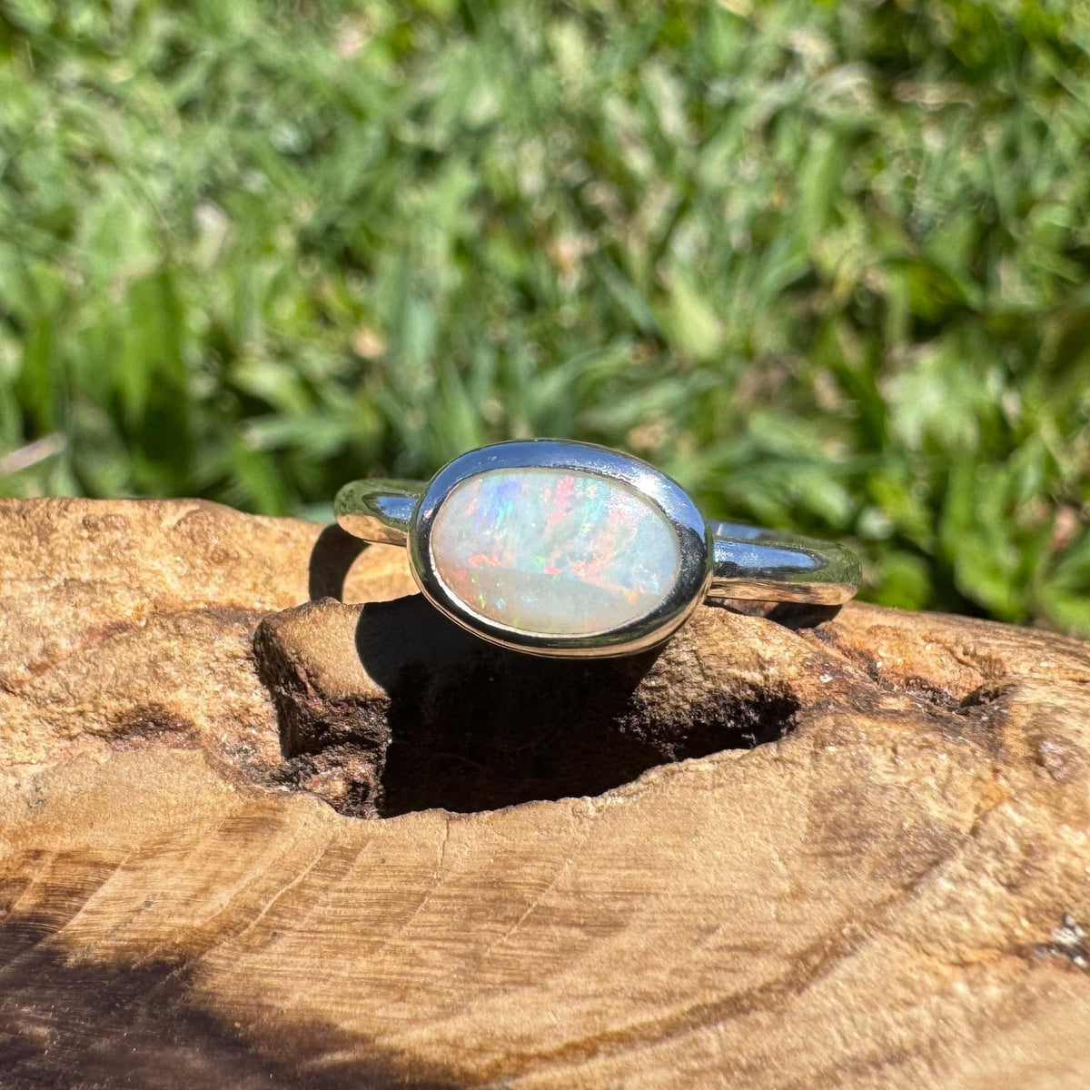 0.8ct Mintabie Opal Ring ~ 'Beltana Firetide' | 925 Sterling Silver | Solid Australian Opal
