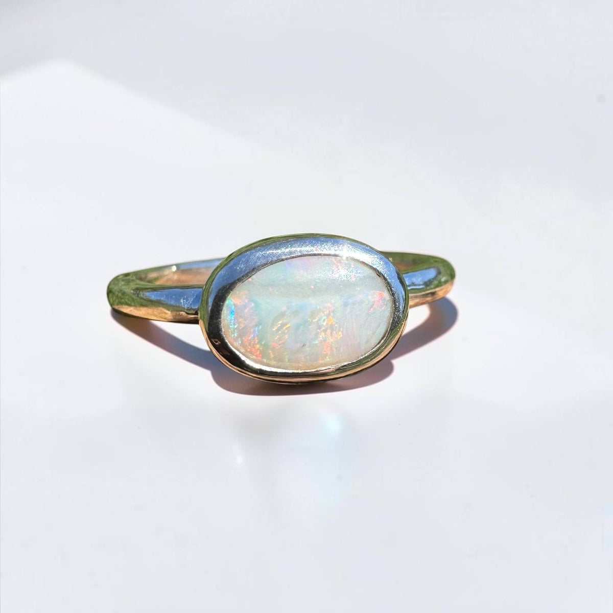 0.8ct Mintabie Opal Ring ~ 'Beltana Firetide' | 925 Sterling Silver | Solid Australian Opal