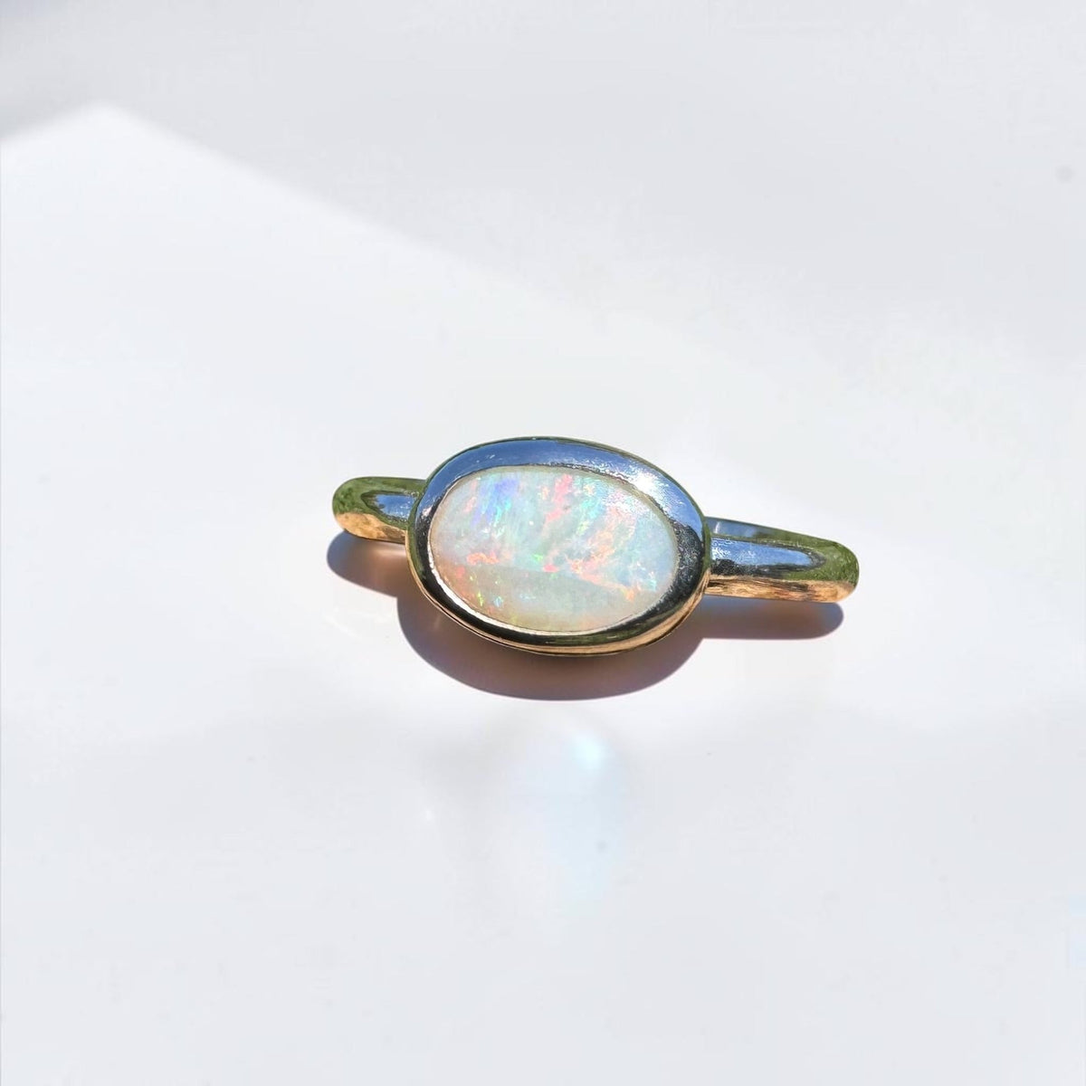 0.8ct Mintabie Opal Ring ~ 'Beltana Firetide' | 925 Sterling Silver | Solid Australian Opal