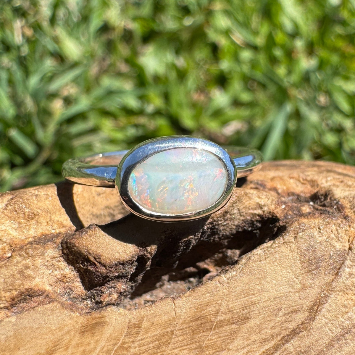 0.8ct Mintabie Opal Ring ~ 'Beltana Firetide' | 925 Sterling Silver | Solid Australian Opal