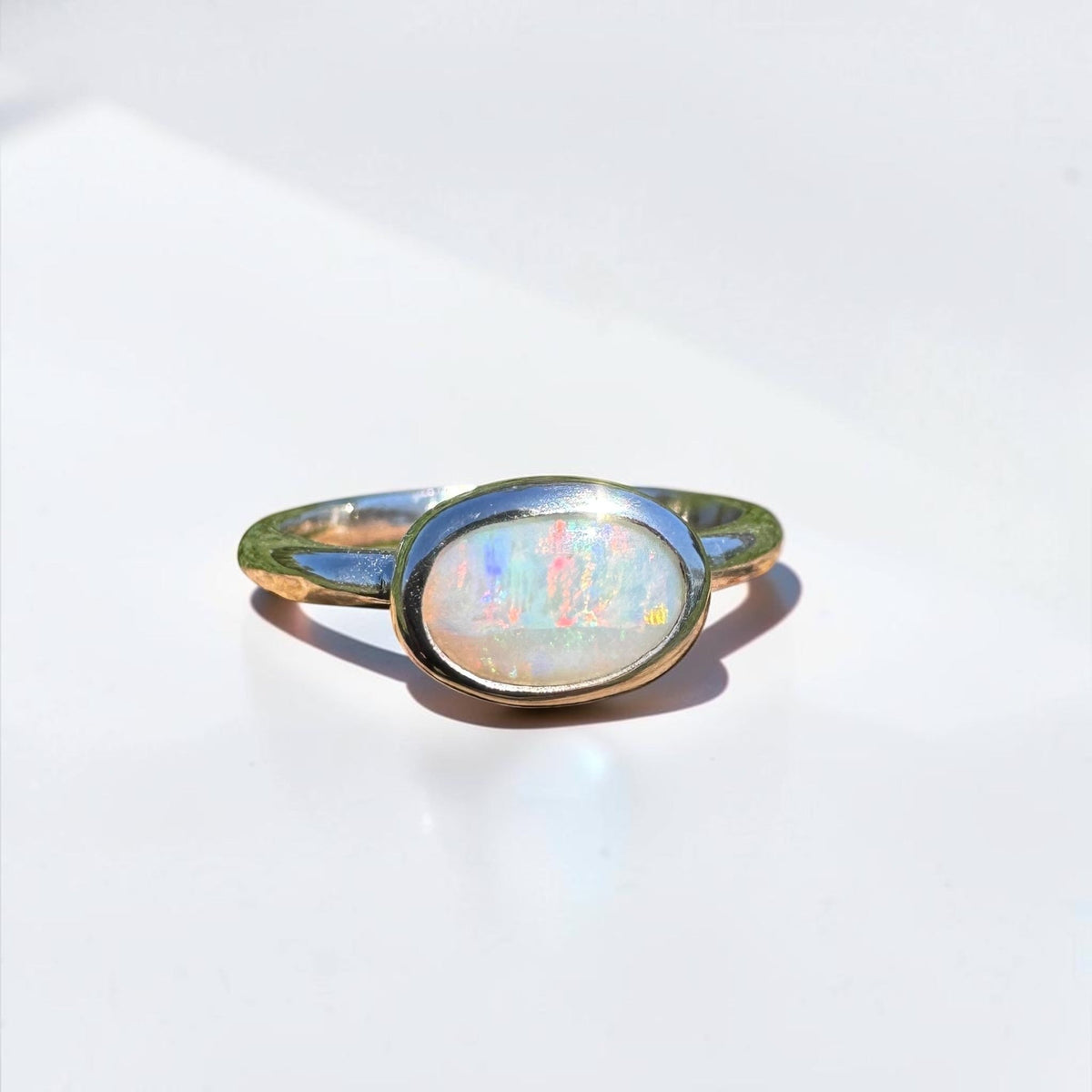 0.8ct Mintabie Opal Ring ~ 'Beltana Firetide' | 925 Sterling Silver | Solid Australian Opal