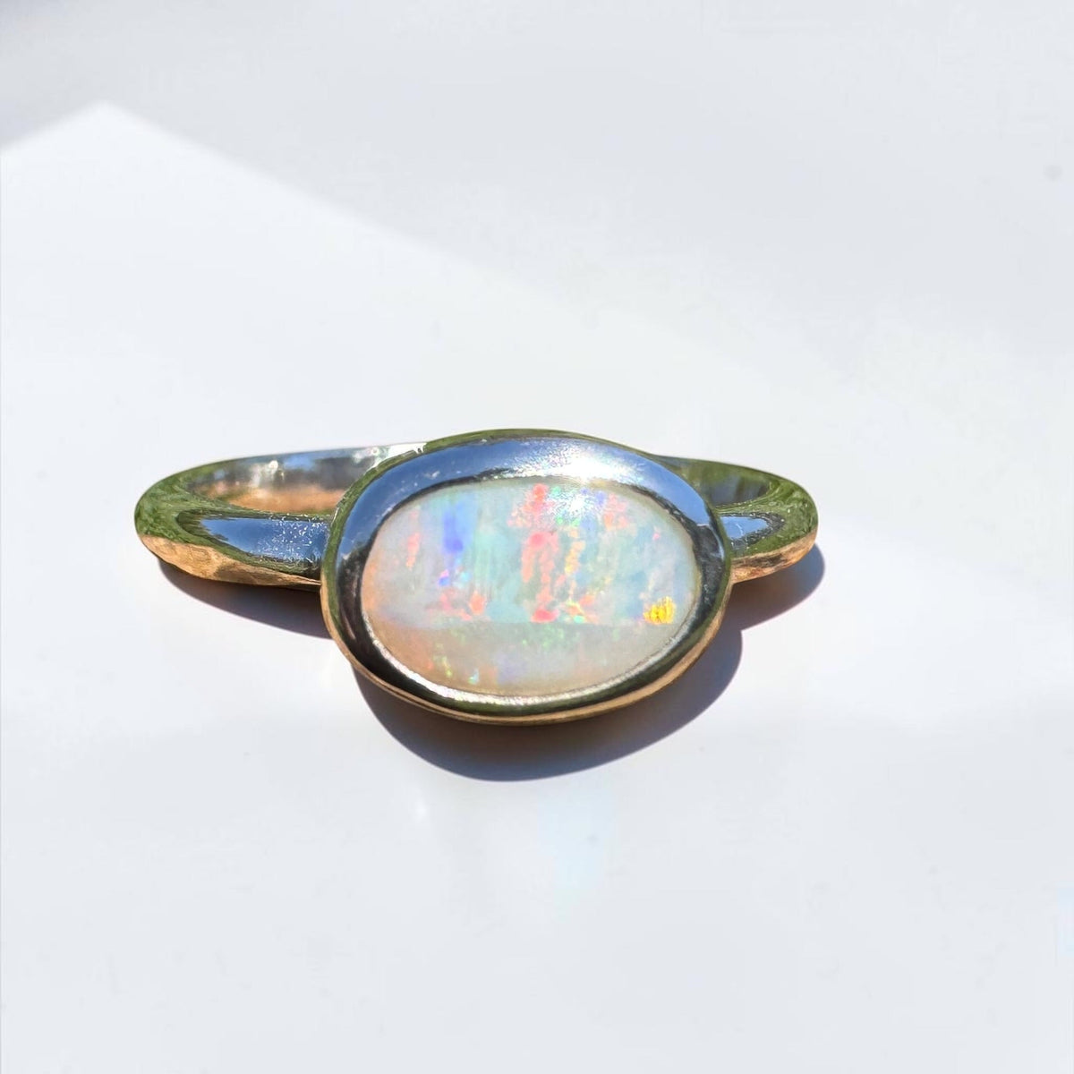 0.8ct Mintabie Opal Ring ~ 'Beltana Firetide' | 925 Sterling Silver | Solid Australian Opal