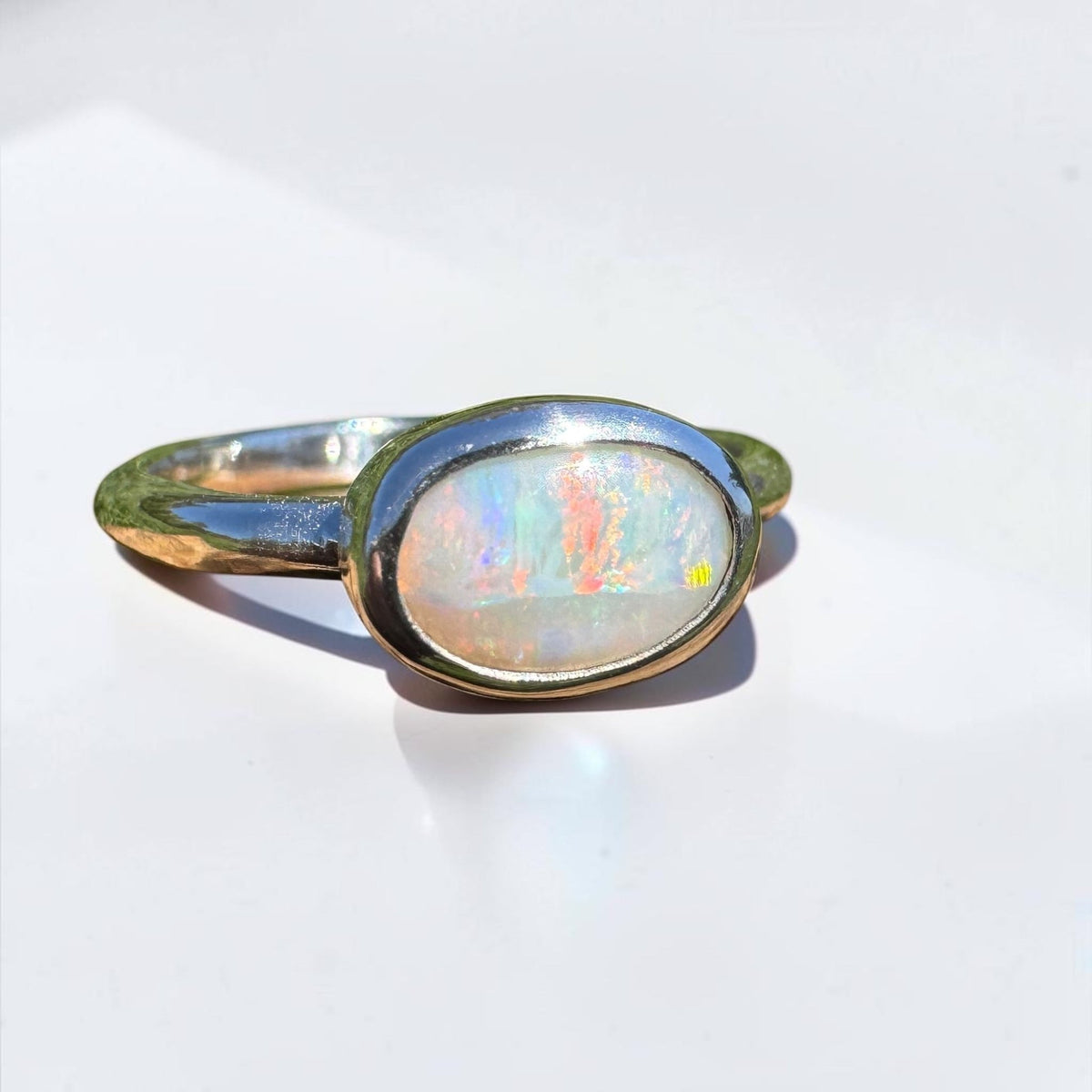 0.8ct Mintabie Opal Ring ~ 'Beltana Firetide' | 925 Sterling Silver | Solid Australian Opal