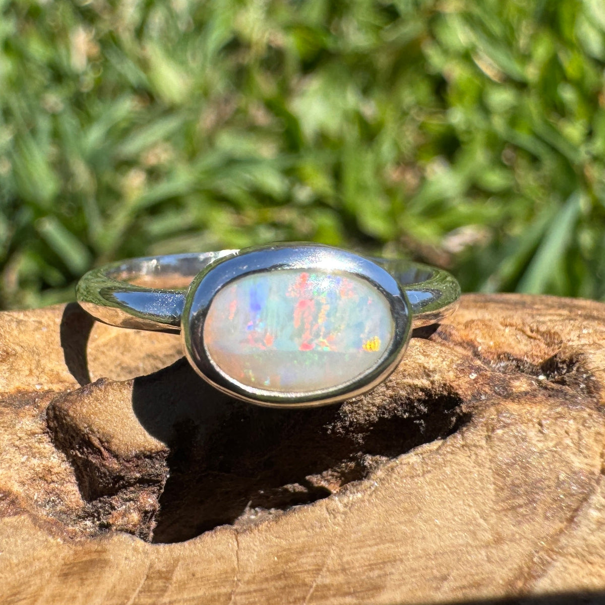 0.8ct Mintabie Opal Ring ~ 'Beltana Firetide' | 925 Sterling Silver | Solid Australian Opal