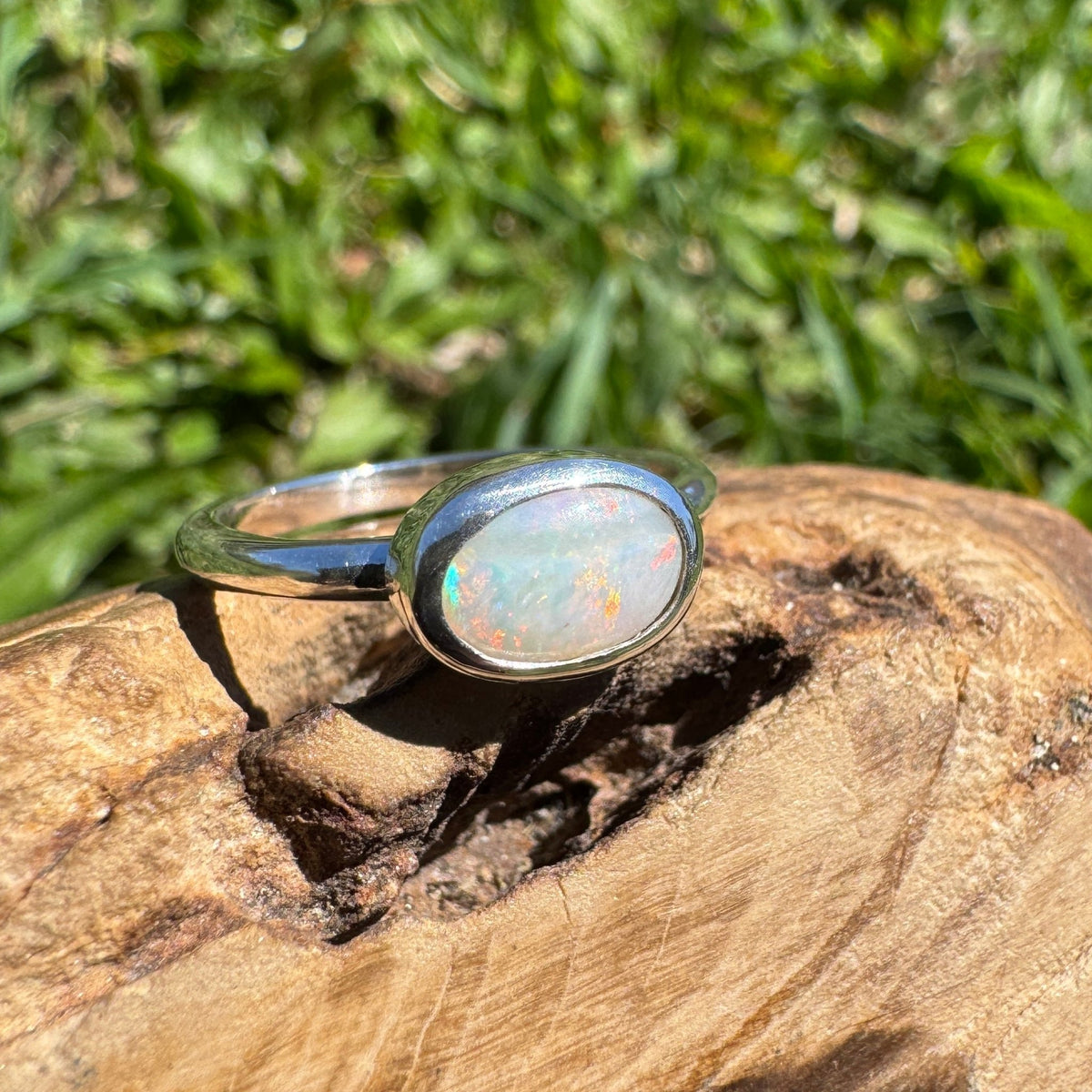 0.8ct Mintabie Opal Ring ~ 'Beltana Firetide' | 925 Sterling Silver | Solid Australian Opal