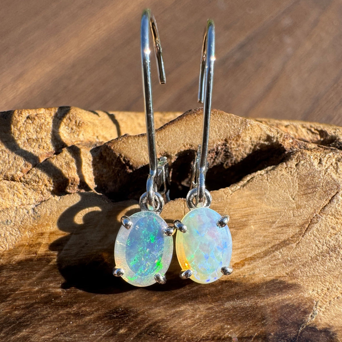 0.9ct Coober Pedy Opal Earrings ~ 'Litchfield Loop' | 925 Sterling Silver | Solid Australian Opal