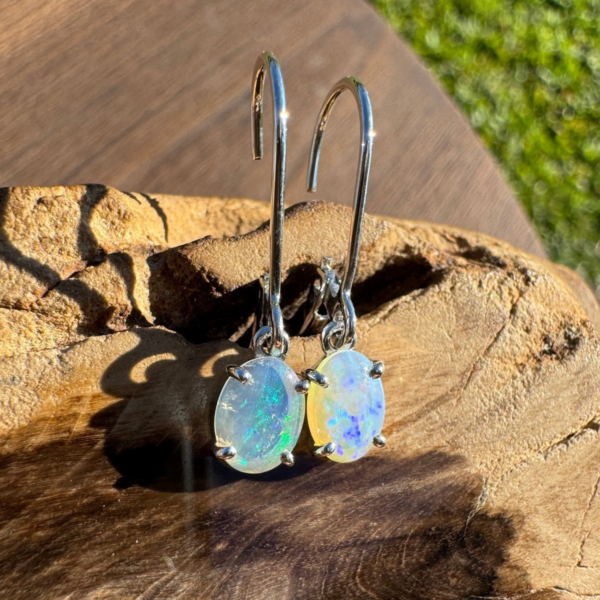 0.9ct Coober Pedy Opal Earrings ~ 'Litchfield Loop' | 925 Sterling Silver | Solid Australian Opal