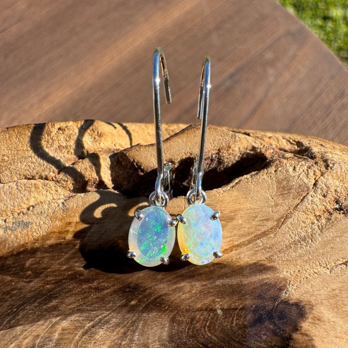0.9ct Coober Pedy Opal Earrings ~ 'Litchfield Loop' | 925 Sterling Silver | Solid Australian Opal