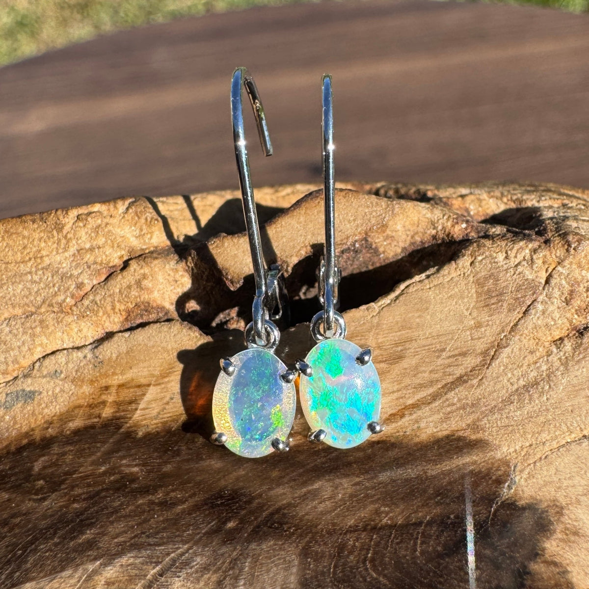 0.9ct Coober Pedy Opal Earrings ~ 'Litchfield Loop' | 925 Sterling Silver | Solid Australian Opal