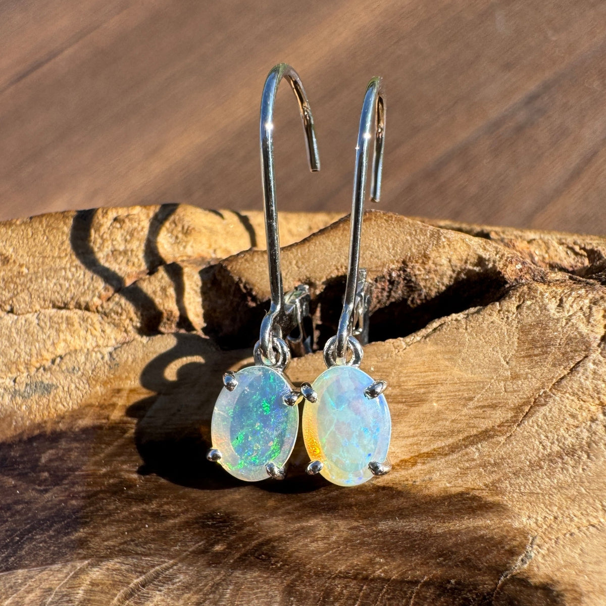 0.9ct Coober Pedy Opal Earrings ~ 'Litchfield Loop' | 925 Sterling Silver | Solid Australian Opal