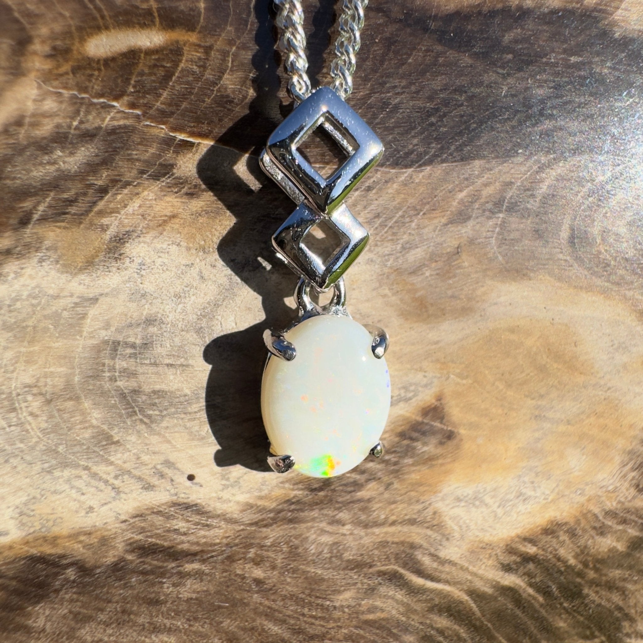0.9ct Coober Pedy Opal Pendant Necklace ~ 'Arkaroola Glow' | 925 Sterling Silver | Solid Australian Opal