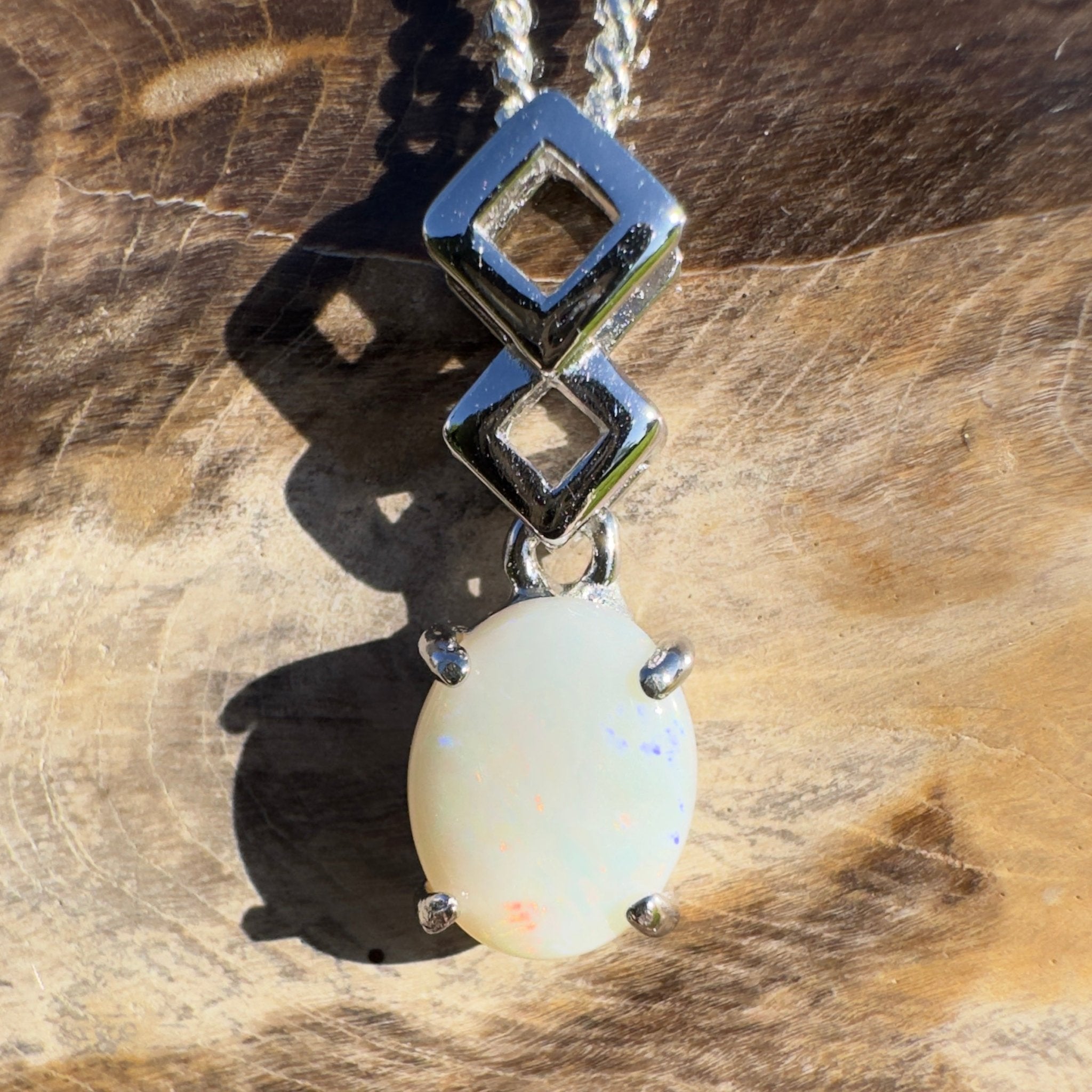 0.9ct Coober Pedy Opal Pendant Necklace ~ 'Arkaroola Glow' | 925 Sterling Silver | Solid Australian Opal
