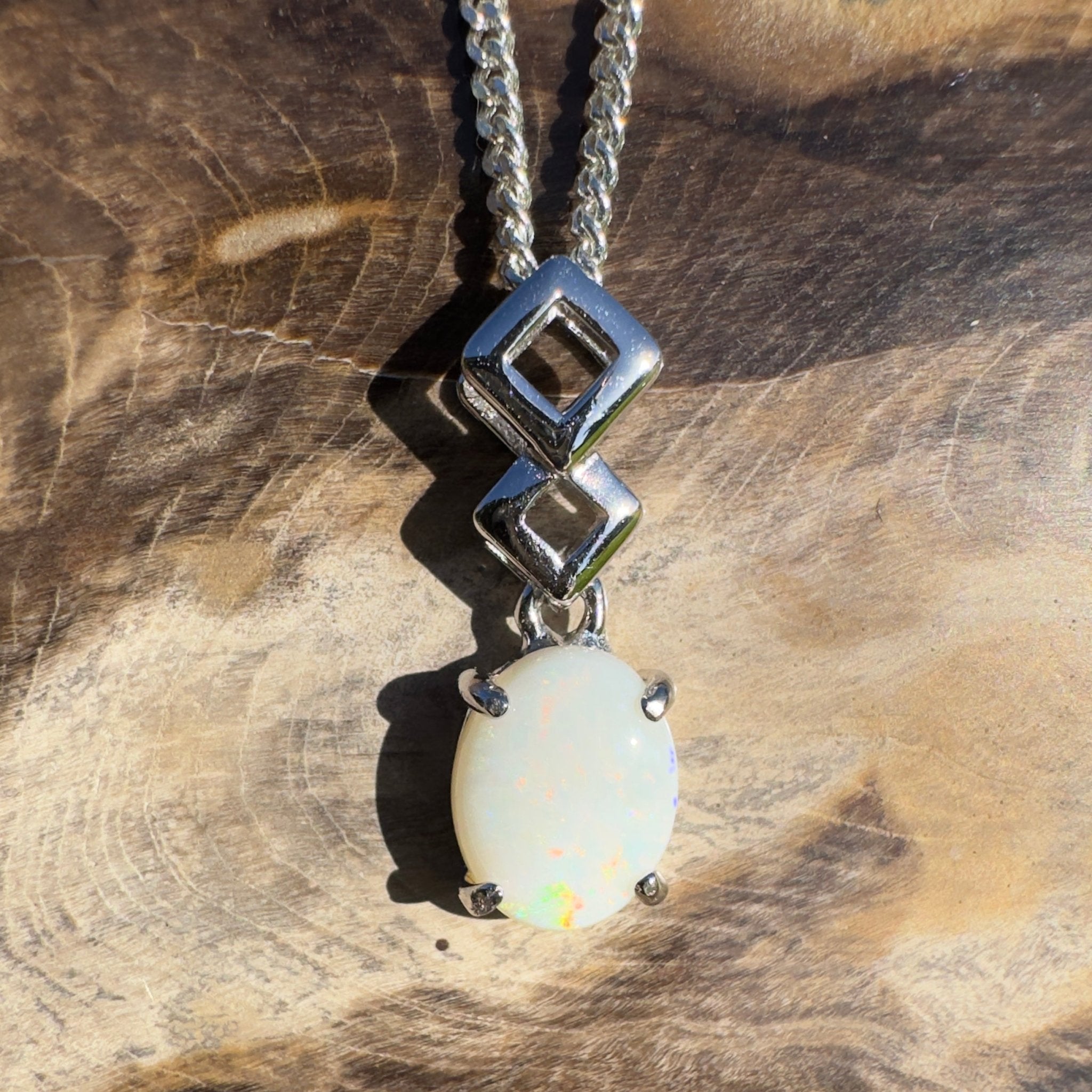 0.9ct Coober Pedy Opal Pendant Necklace ~ 'Arkaroola Glow' | 925 Sterling Silver | Solid Australian Opal