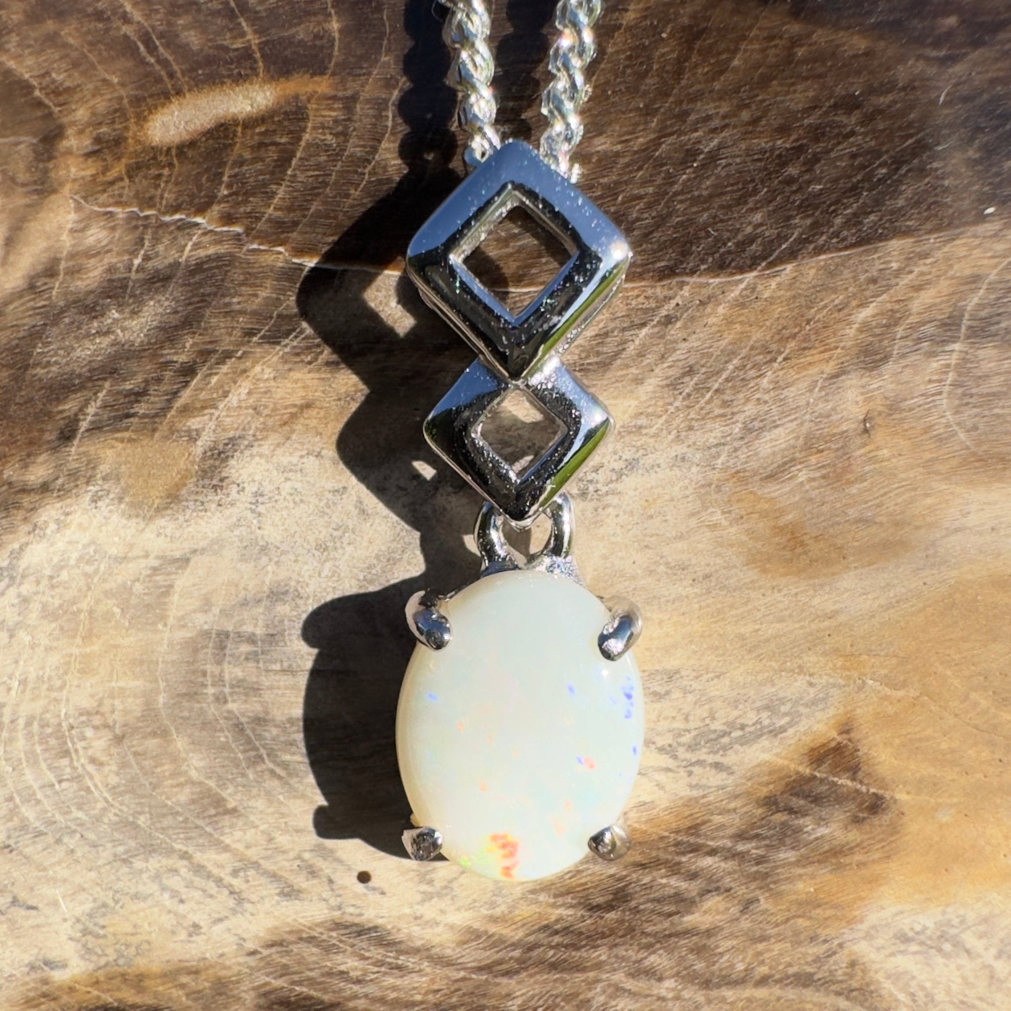 0.9ct Coober Pedy Opal Pendant Necklace ~ 'Arkaroola Glow' | 925 Sterling Silver | Solid Australian Opal