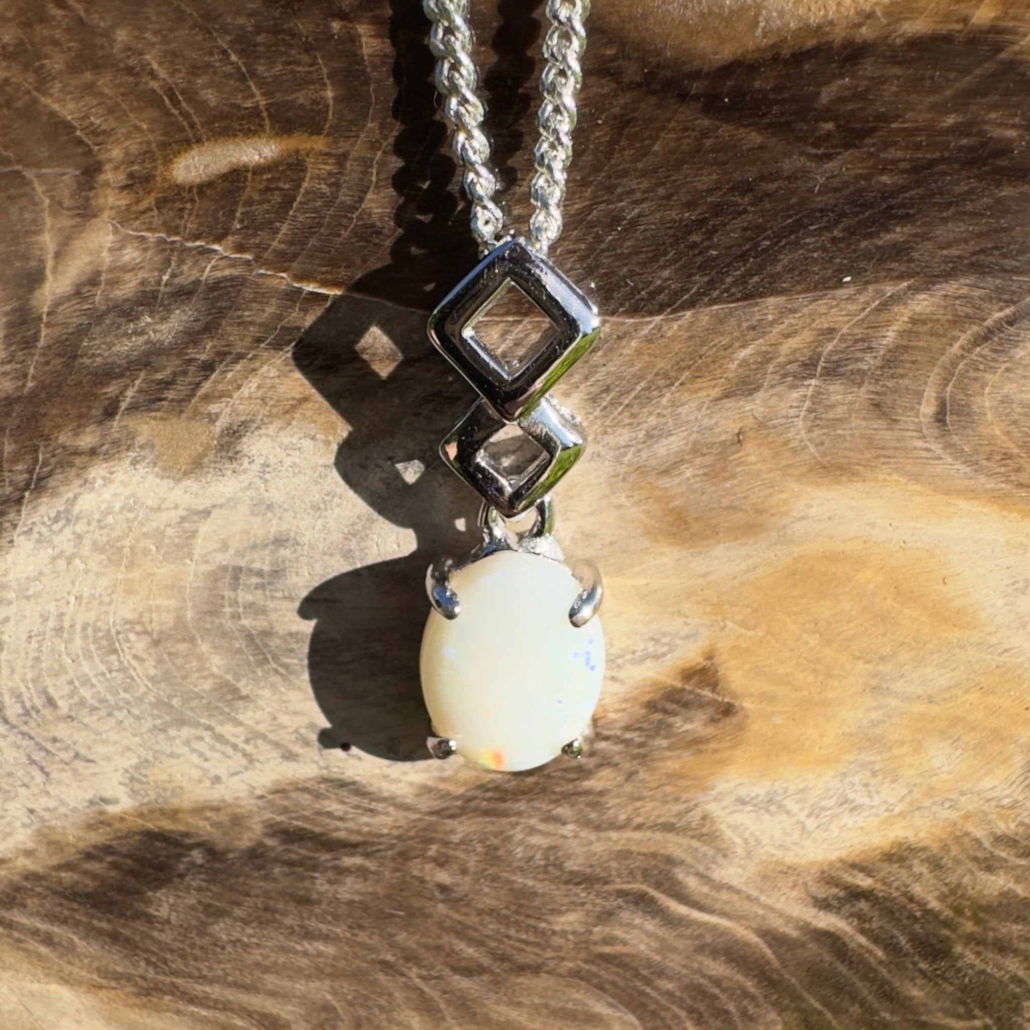 0.9ct Coober Pedy Opal Pendant Necklace ~ 'Arkaroola Glow' | 925 Sterling Silver | Solid Australian Opal