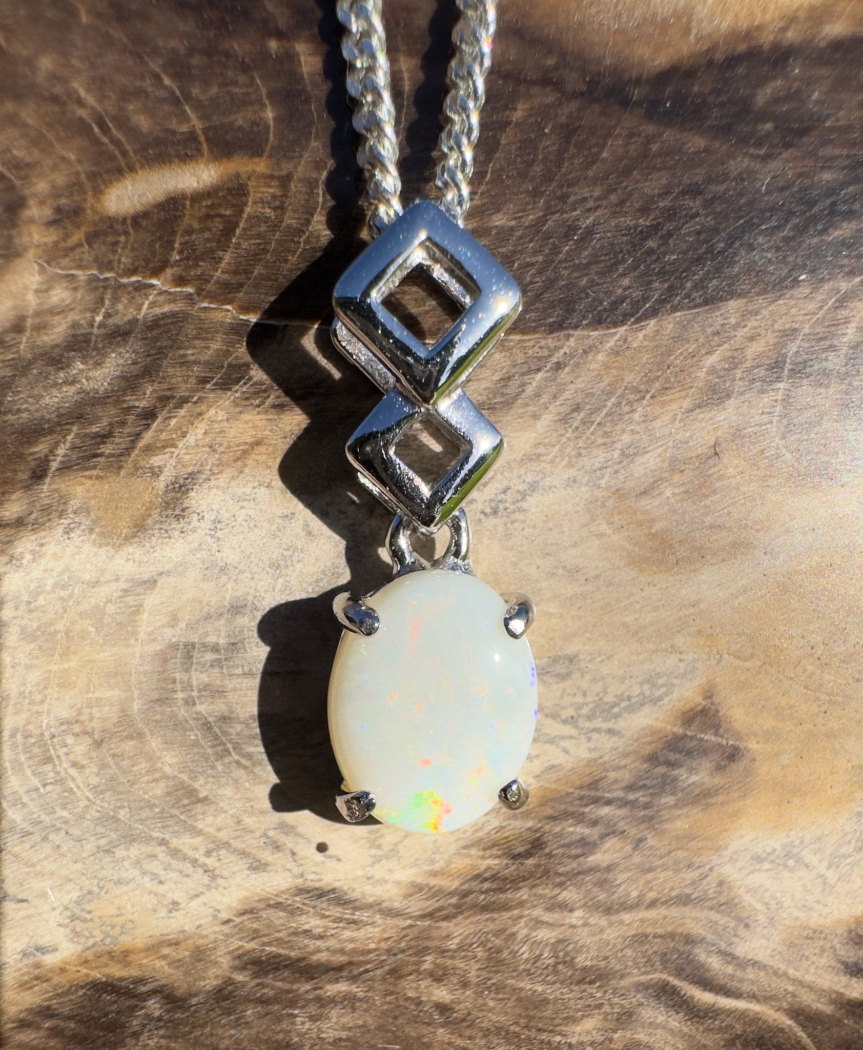 0.9ct Coober Pedy Opal Pendant Necklace ~ 'Arkaroola Glow' | 925 Sterling Silver | Solid Australian Opal