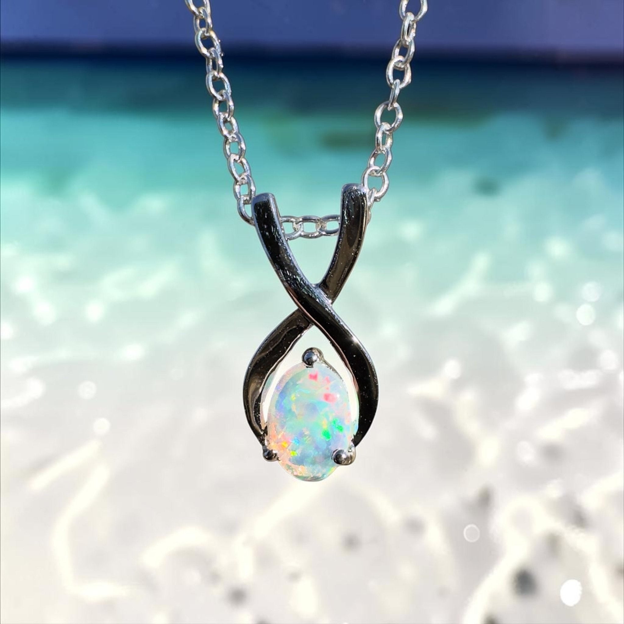 0.9ct Coober Pedy Opal Pendant Necklace ~ 'Bermagui Beams' | 925 Sterling Silver | Solid Australian Opal