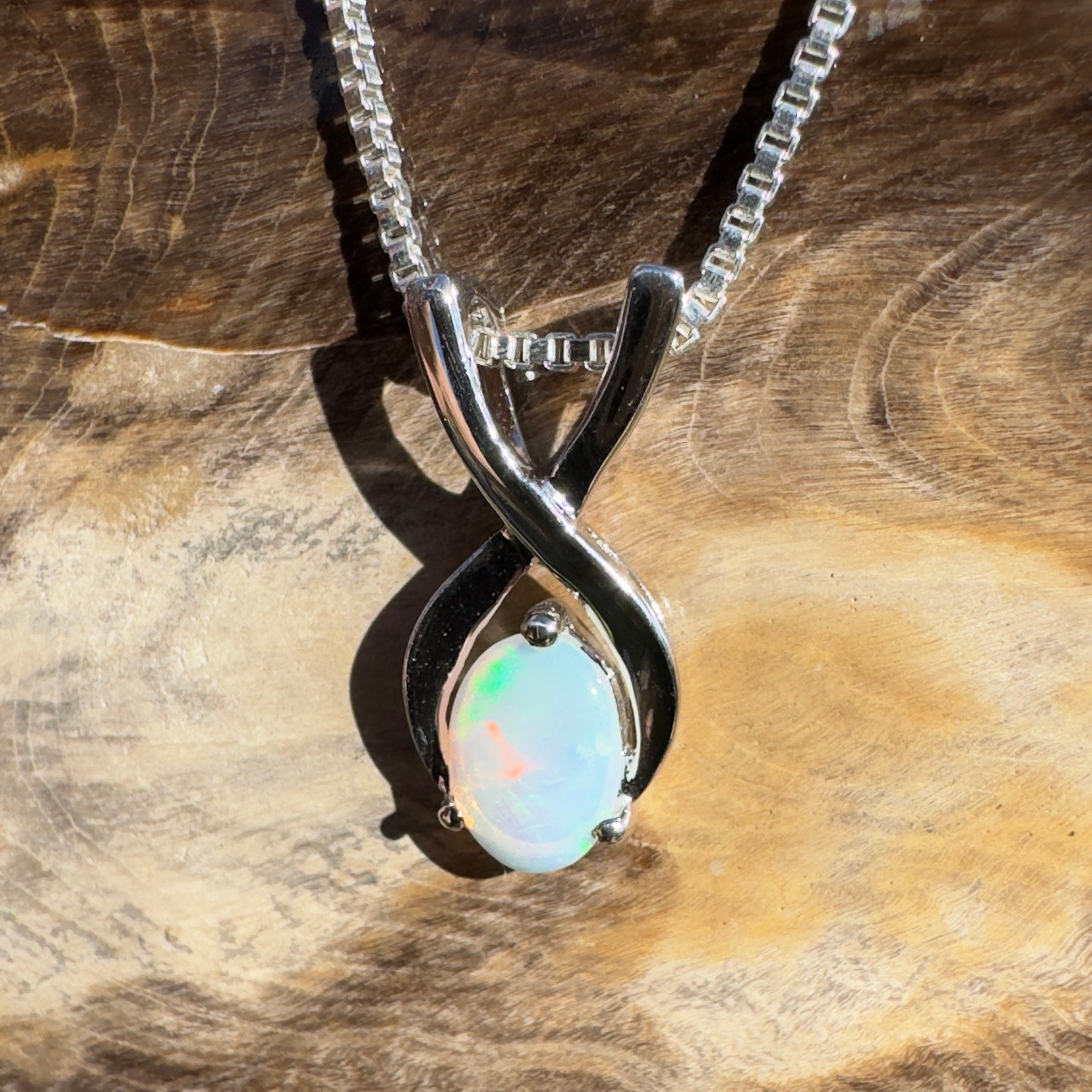 0.9ct Coober Pedy Opal Pendant Necklace ~ 'Boat Harbour Blue' | 925 Sterling Silver | Solid Australian Opal
